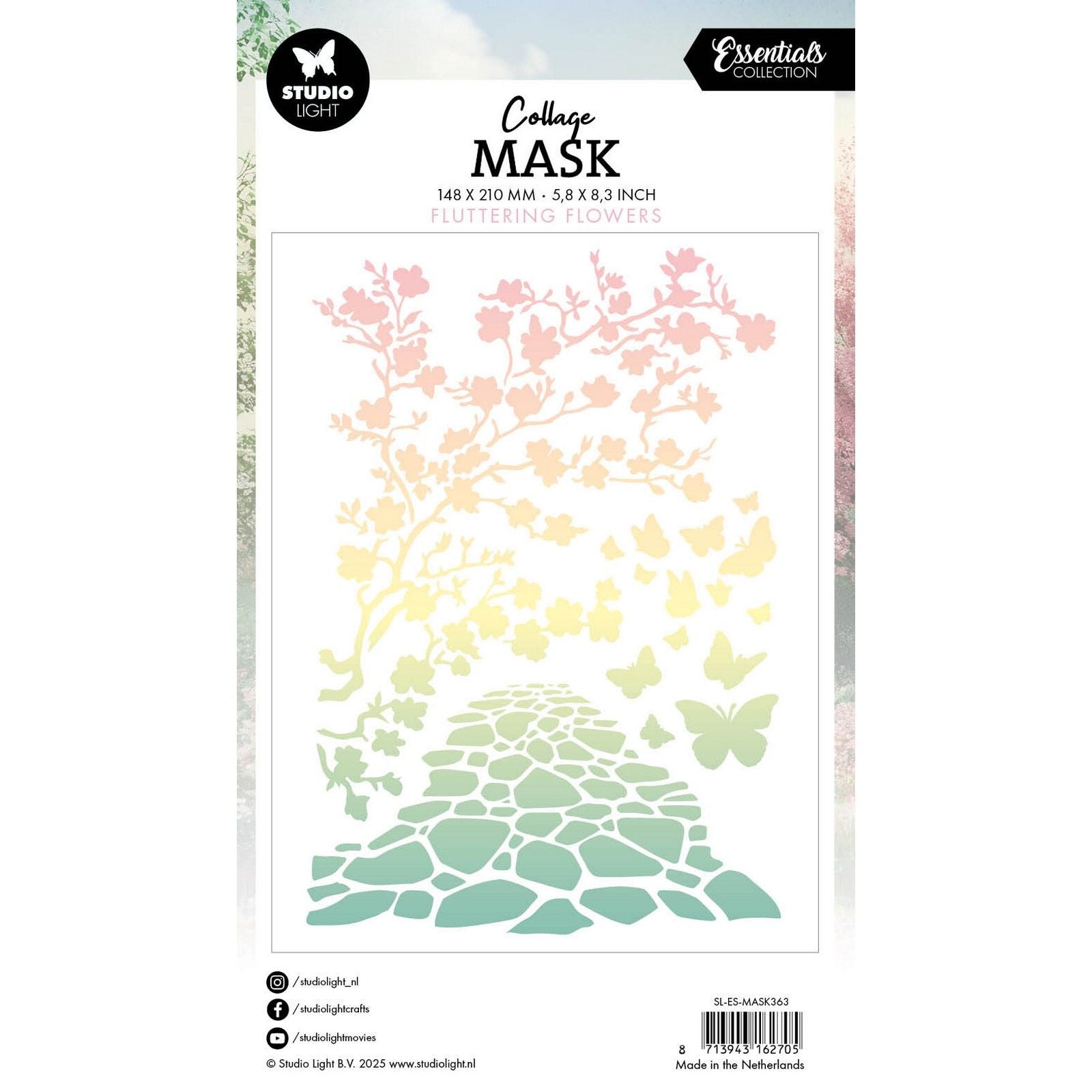 Studiolicht • Essentials-Maske, Schablone, flatternde Blumen