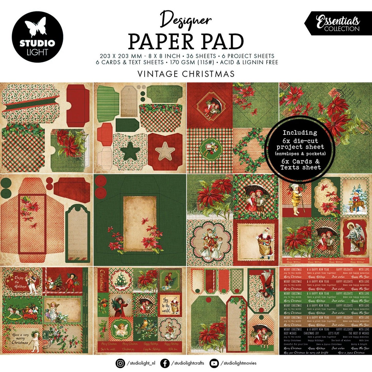 Studioleuchte • Essentials gemischter Papierblock Vintage Weihnachten