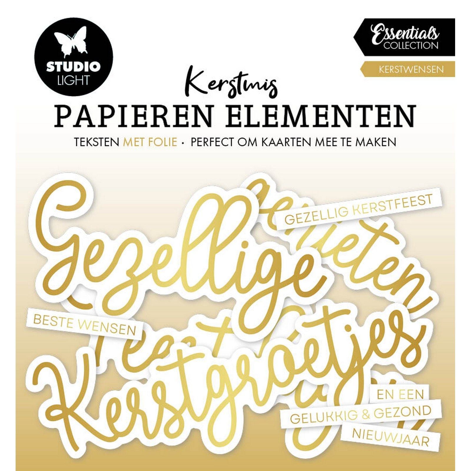 Studiolicht • Essentials Papierelemente goldene Weihnachtswünsche