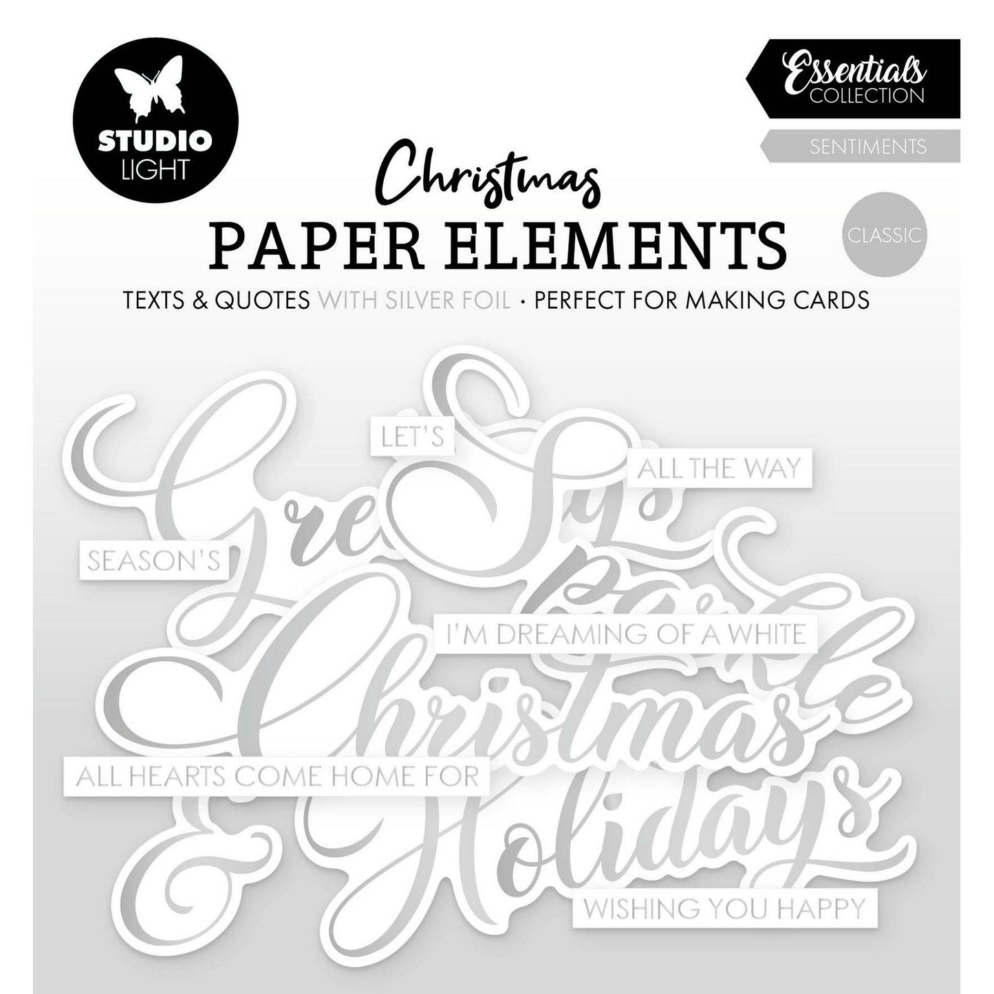 Studioleuchte • Essentials, Papierelemente, Silber, Sentiments, Klassiker