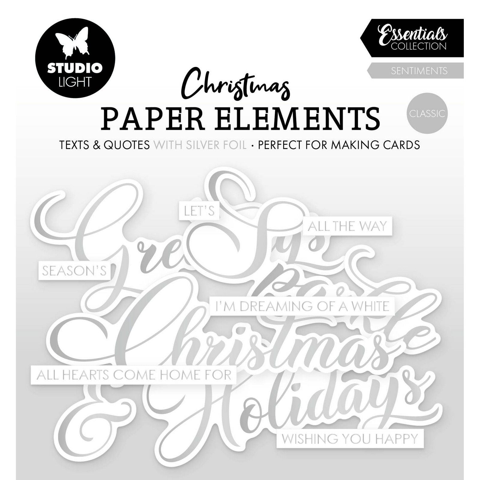 Studioleuchte • Essentials, Papierelemente, Silber, Sentiments, Klassiker