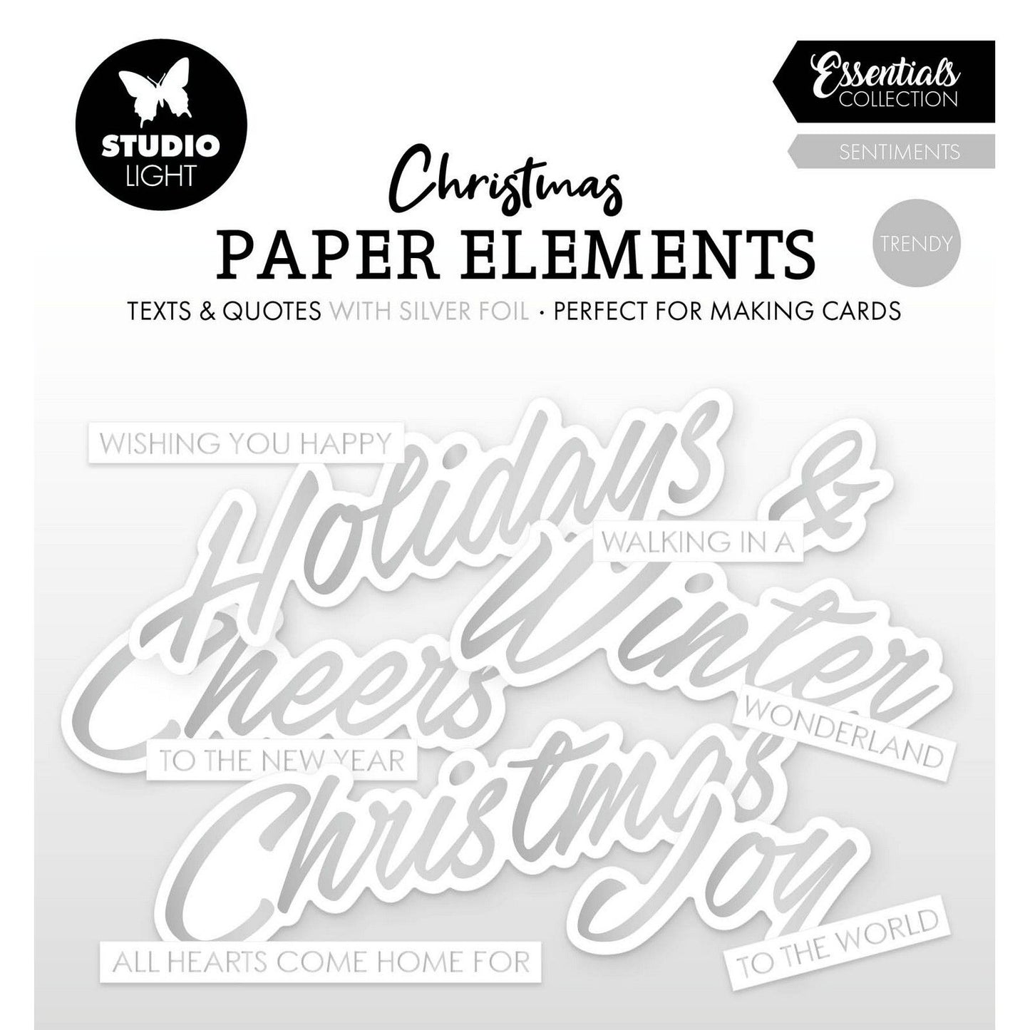Studioleuchte • Essentials, Papierelemente, Silber, Sentiments, trendig