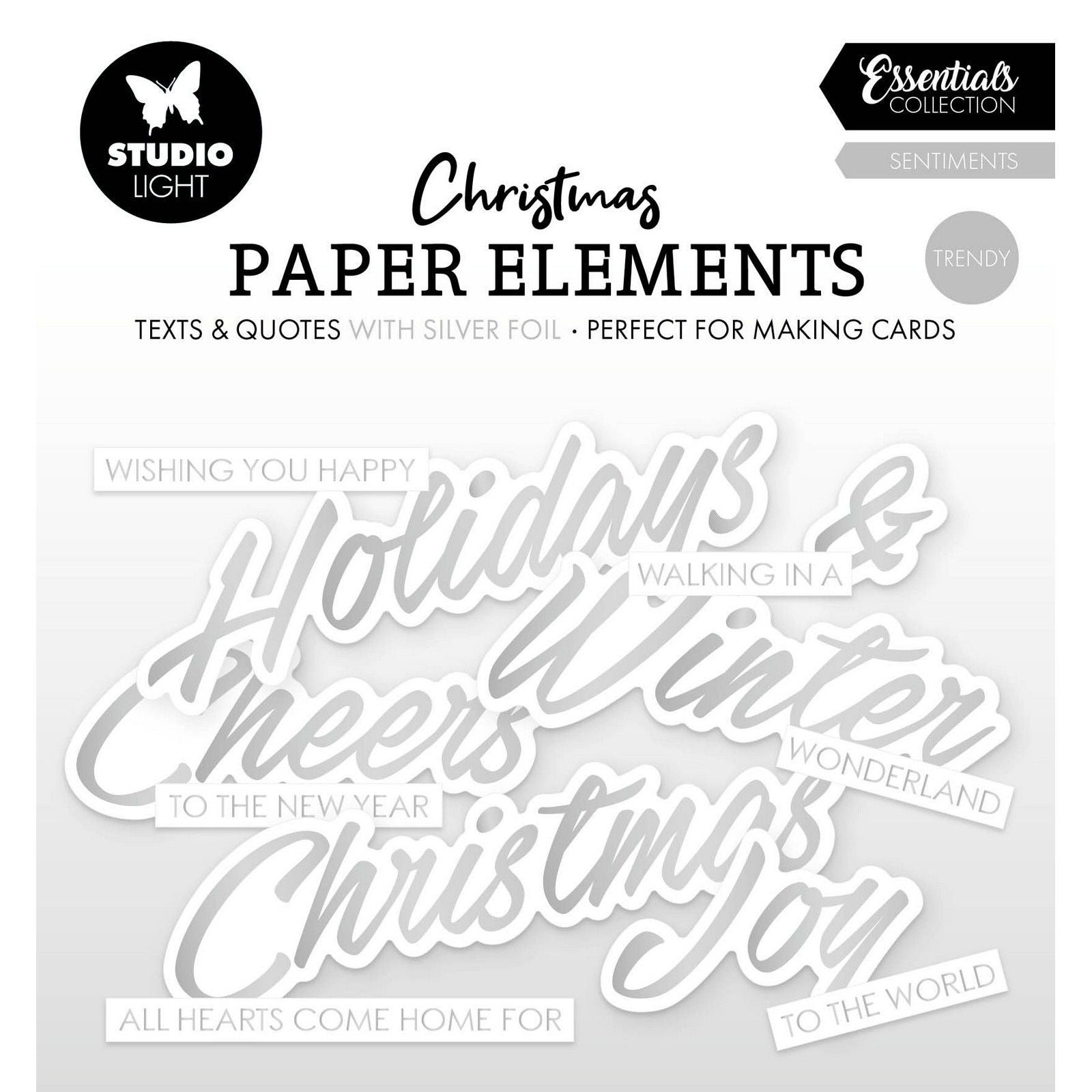 Studioleuchte • Essentials, Papierelemente, Silber, Sentiments, trendig