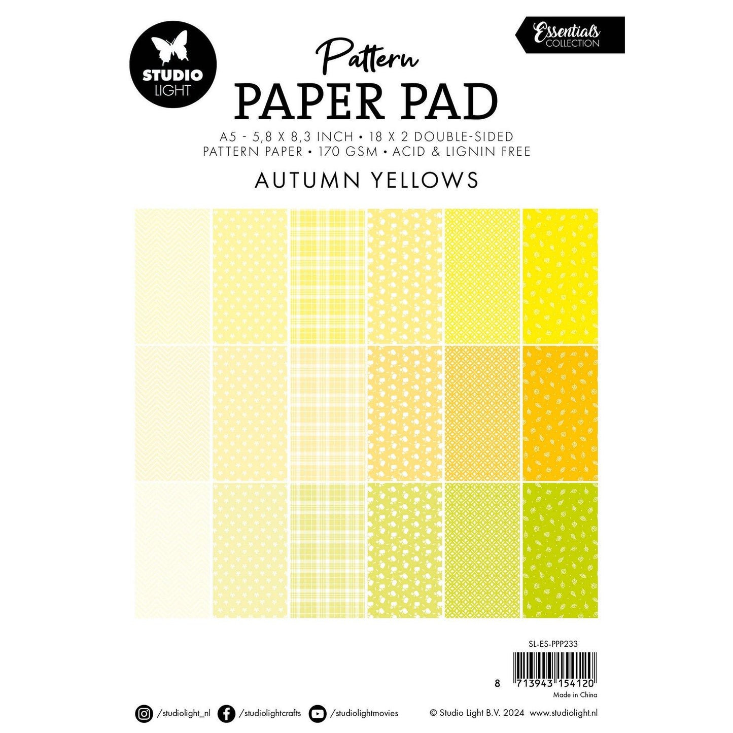 Studioleuchte • Essentials-Musterpapierblock in Gelbtönen