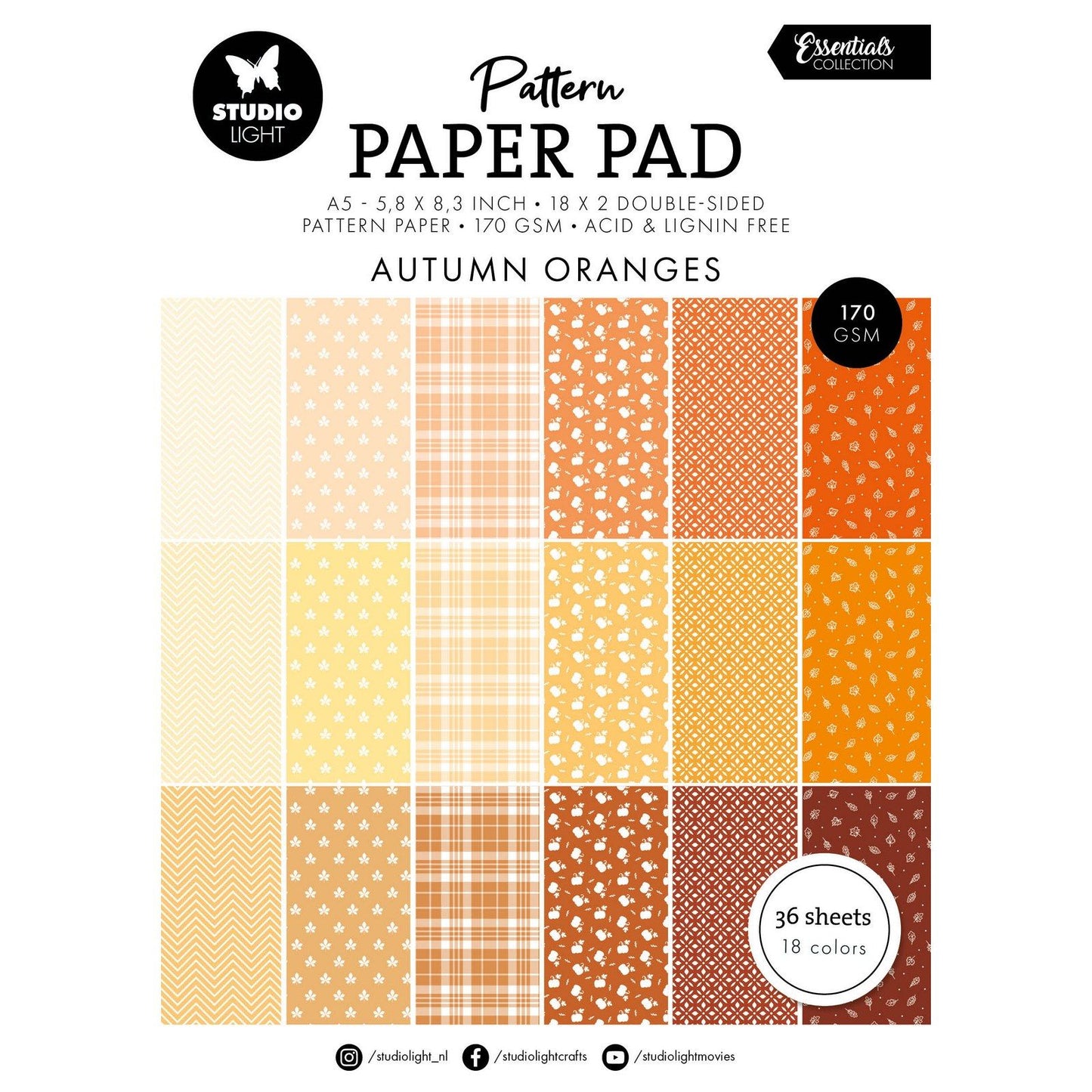 Studioleuchte • Essentials Musterpapierblock in Orangetönen