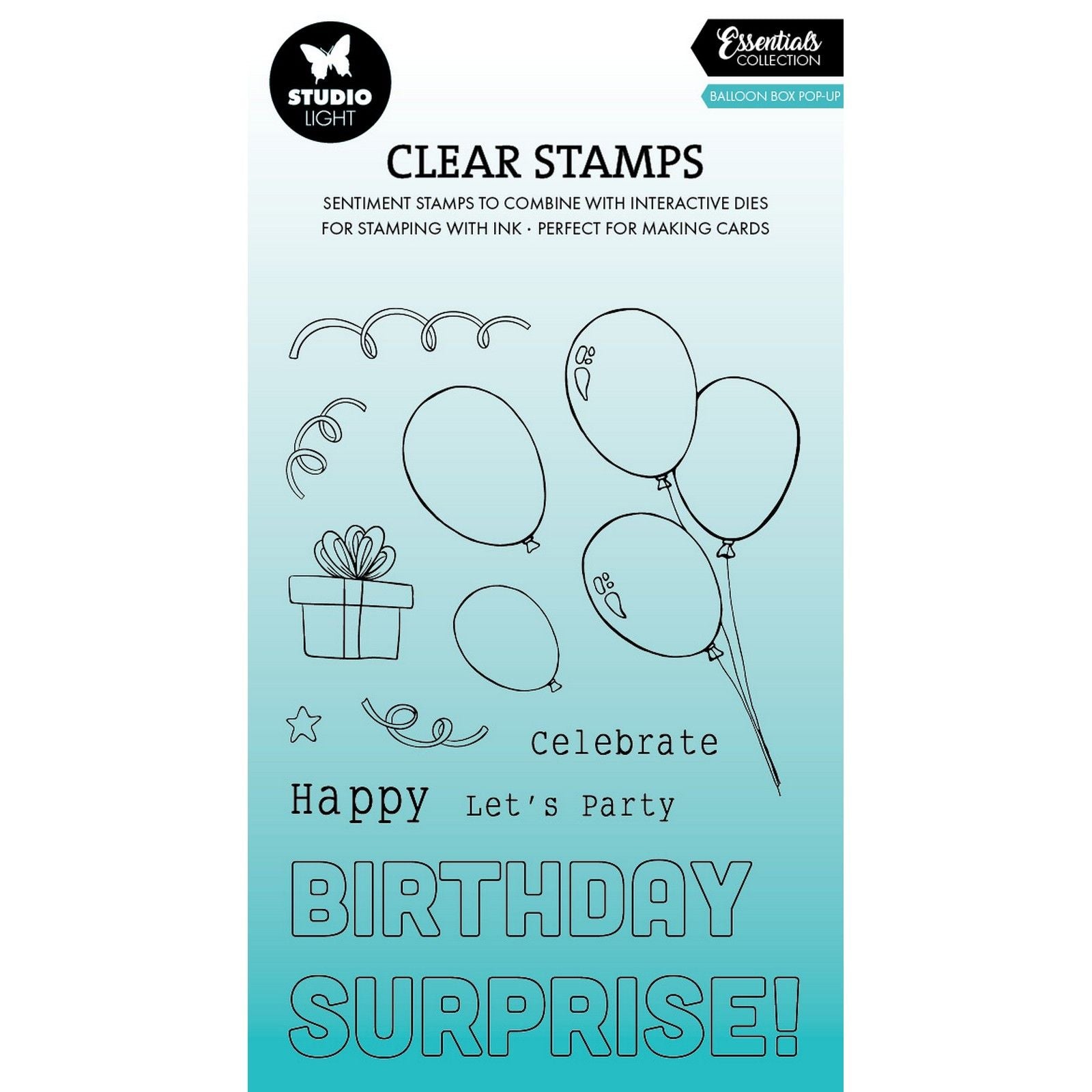 Studiolicht • Essentials Clear Stamps Pop-up-Ballonbox