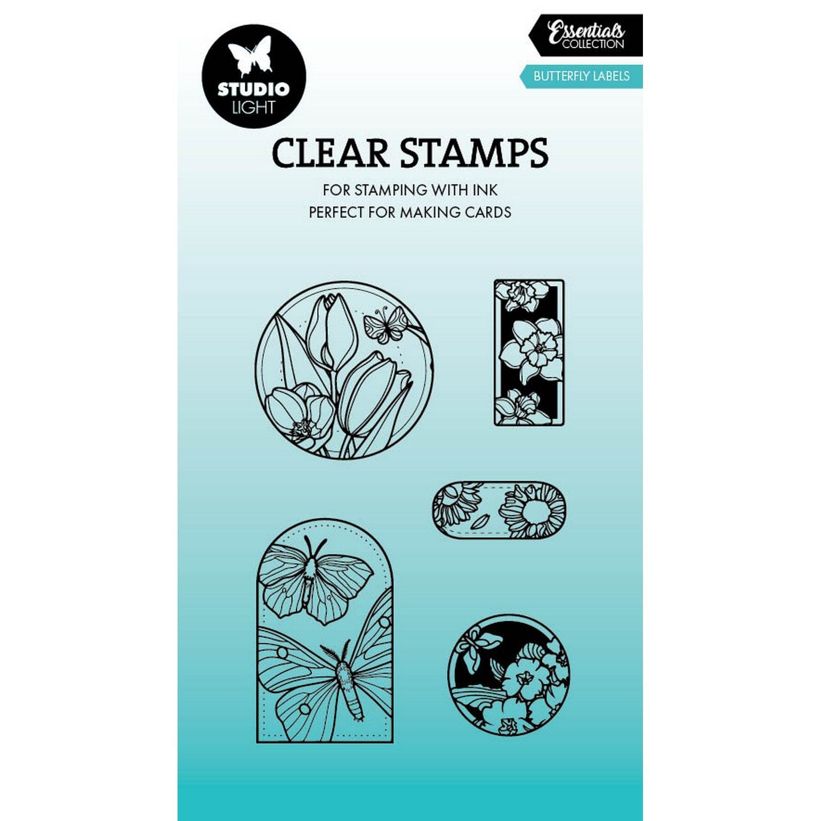 Studiolicht • Essentials klare Stempel-Schmetterlingsetiketten