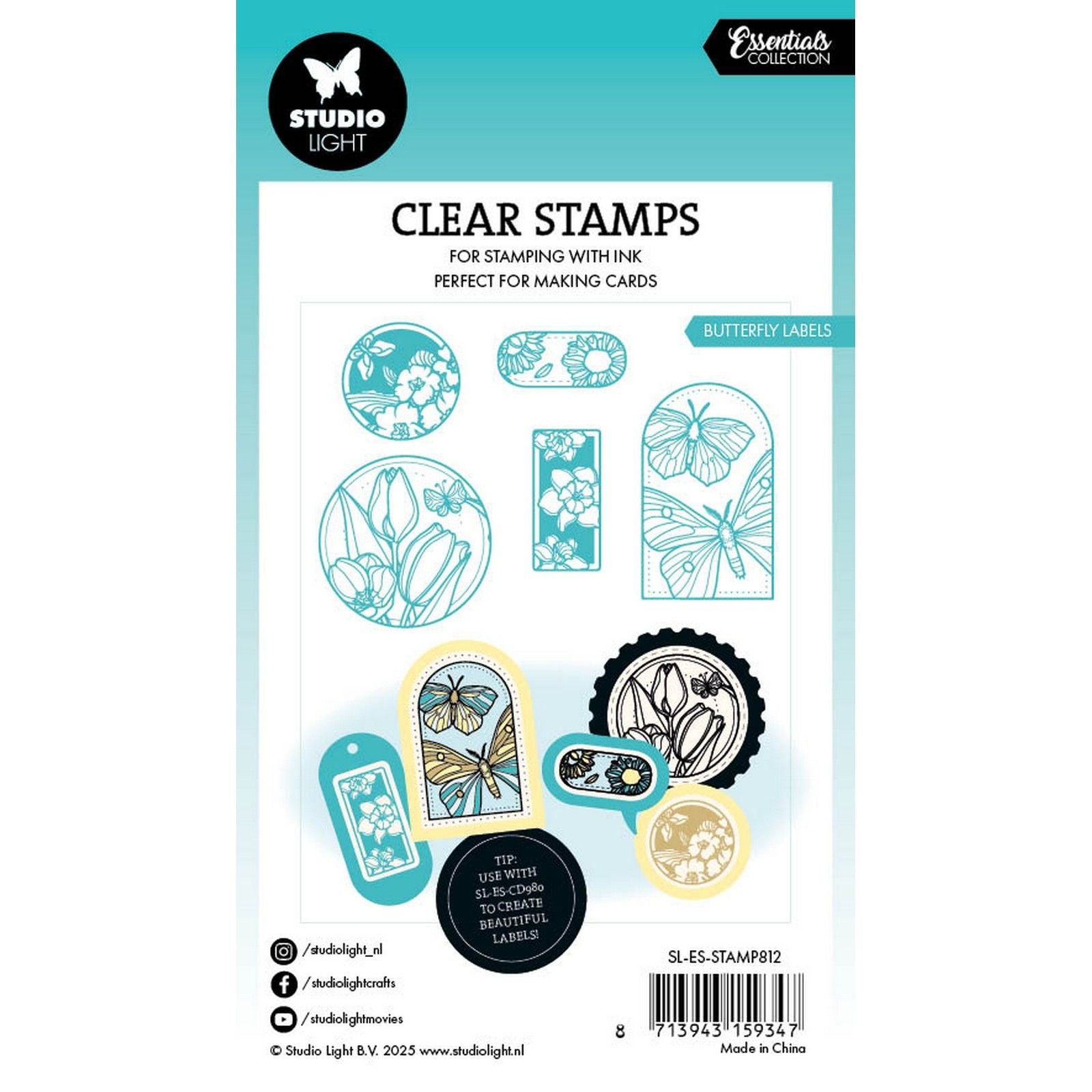Studiolicht • Essentials klare Stempel-Schmetterlingsetiketten