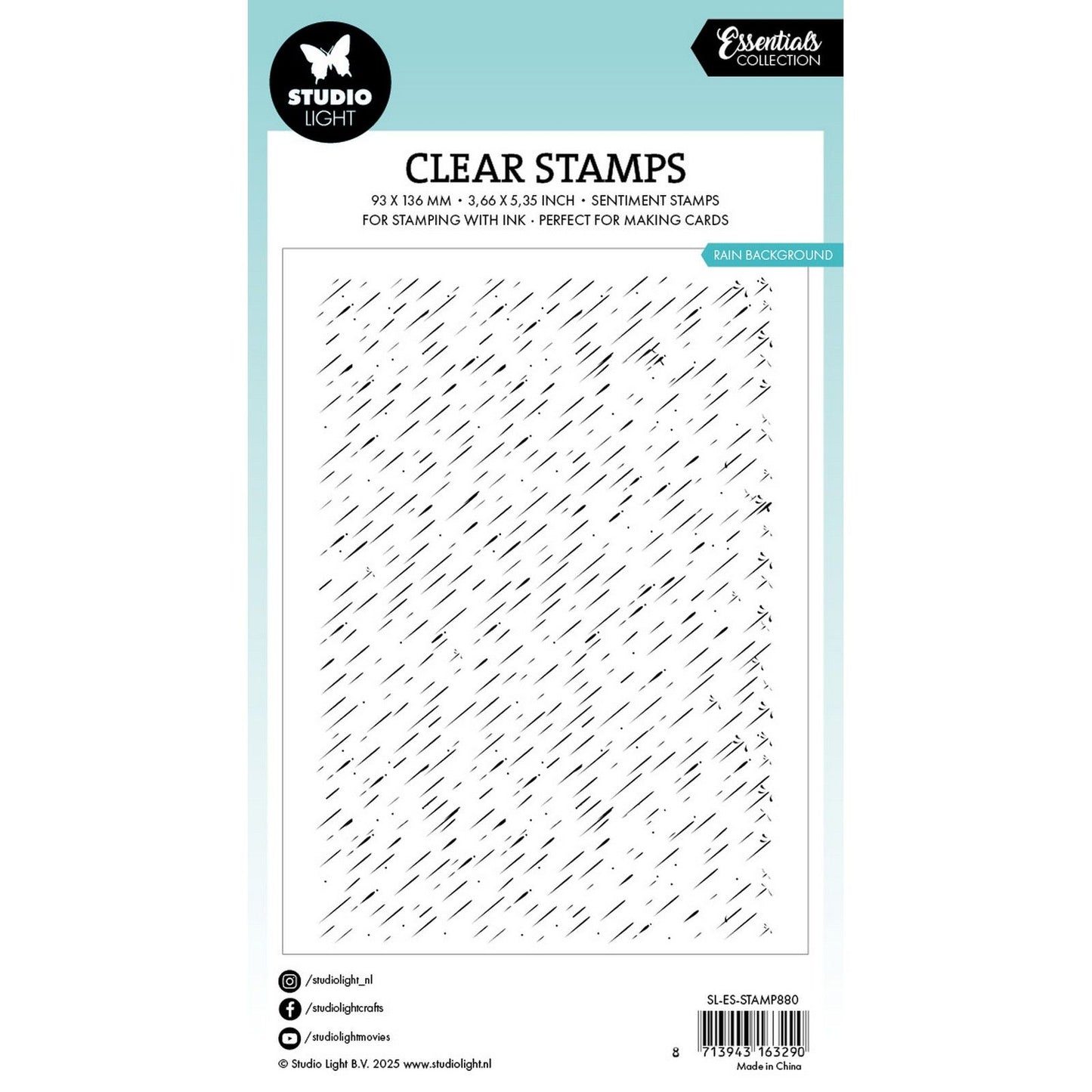 Studiolicht • Essentials, klarer Stempel, Regenhintergrund