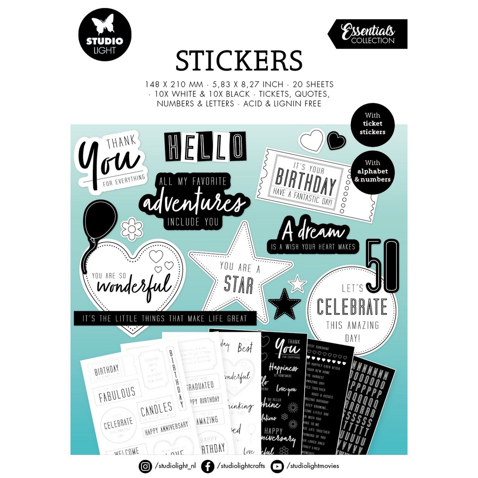Studioleuchte • Essentials-Stickerblock-Sentiments
