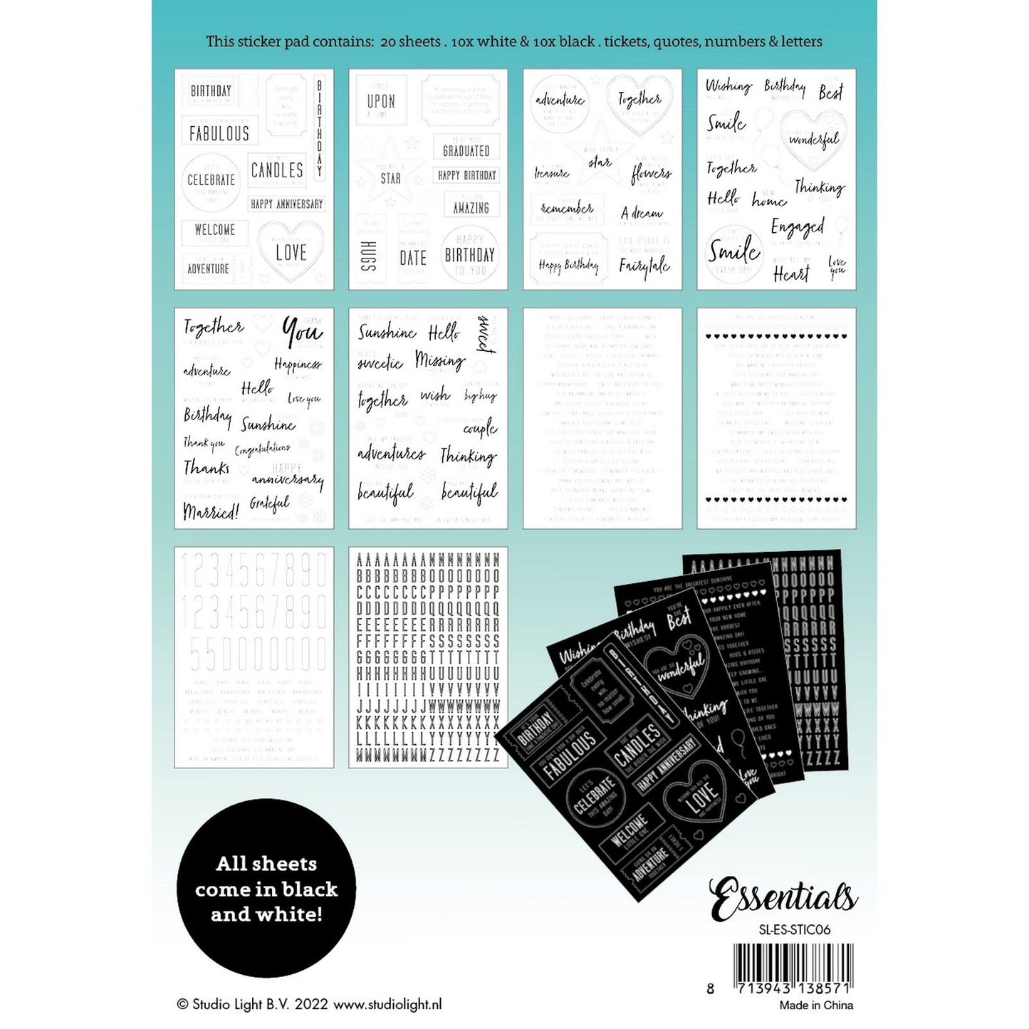 Studioleuchte • Essentials-Stickerblock-Sentiments