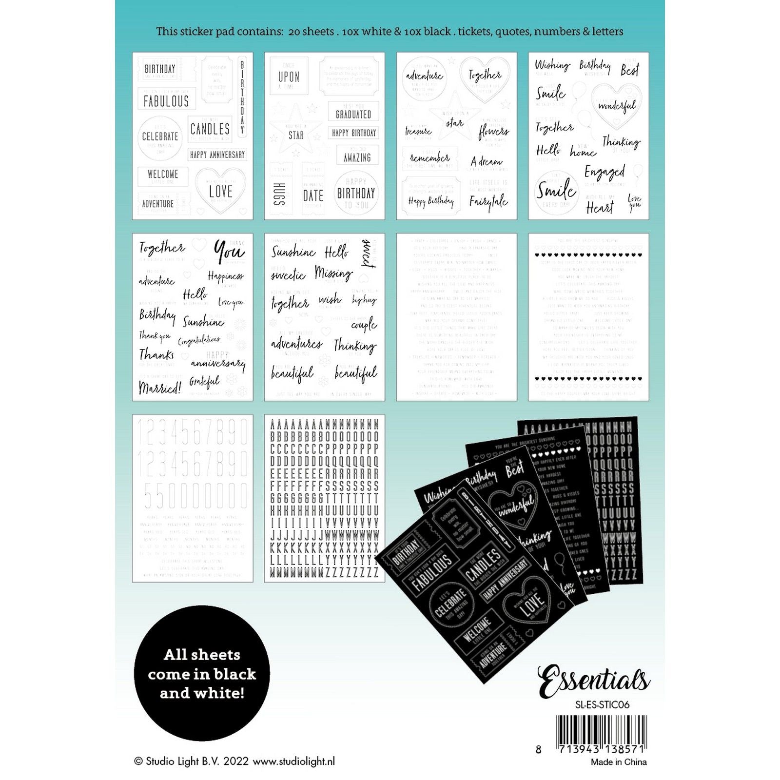 Studioleuchte • Essentials-Stickerblock-Sentiments