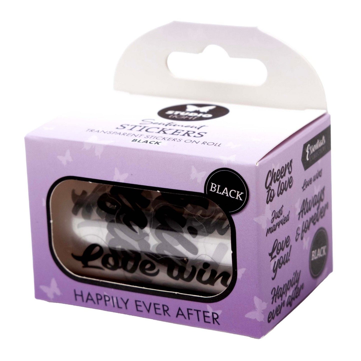 Studiolicht • Essentials klare Aufkleber schwarz „Happy Ever After“.