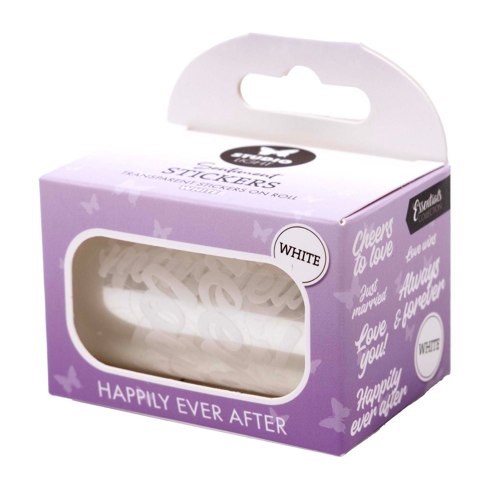 Studioleuchte • Essentials, transparente Aufkleber, weiß, „Happy Ever After“.