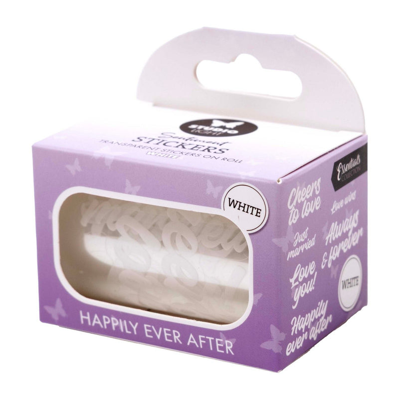 Studioleuchte • Essentials, transparente Aufkleber, weiß, „Happy Ever After“.