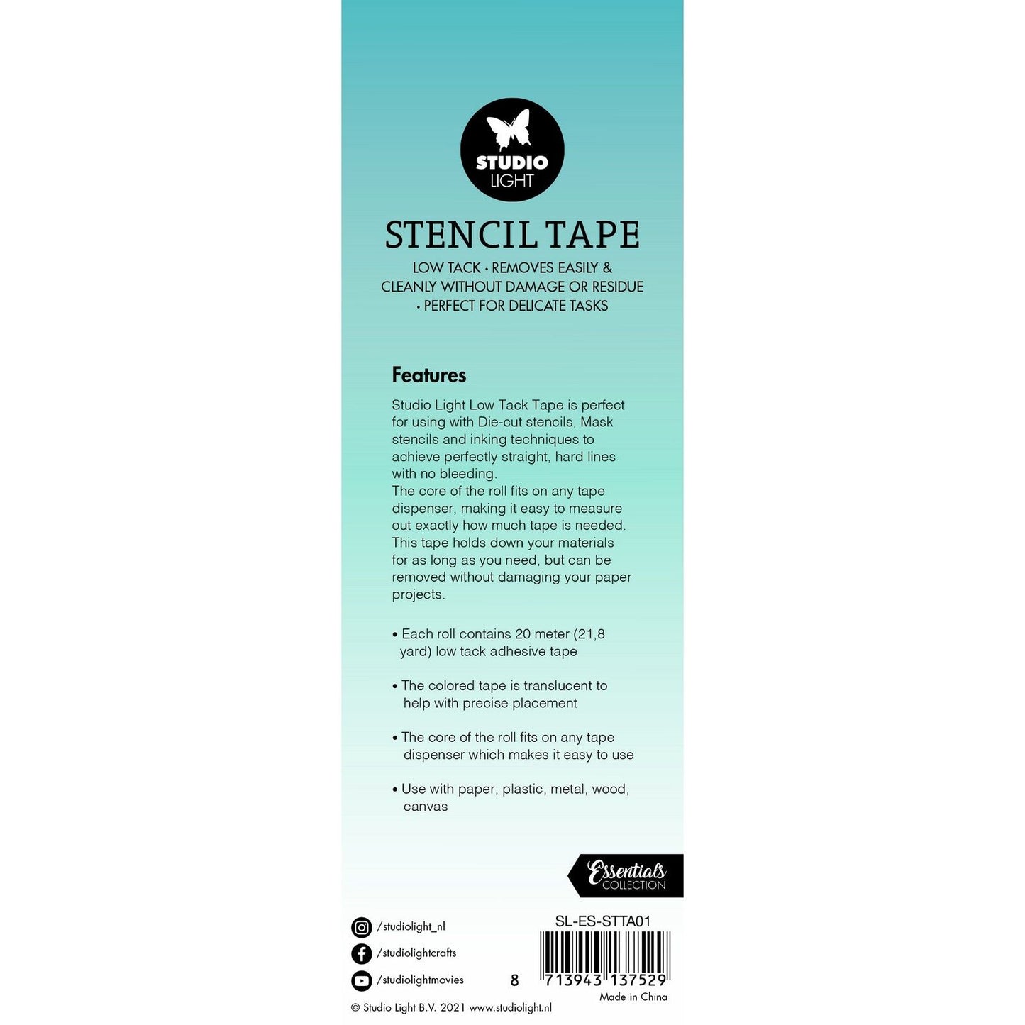 Studioleuchte • Wichtige Werkzeuge, Schablonenband, geringe Klebkraft, 15 mm breit, 3 Stück