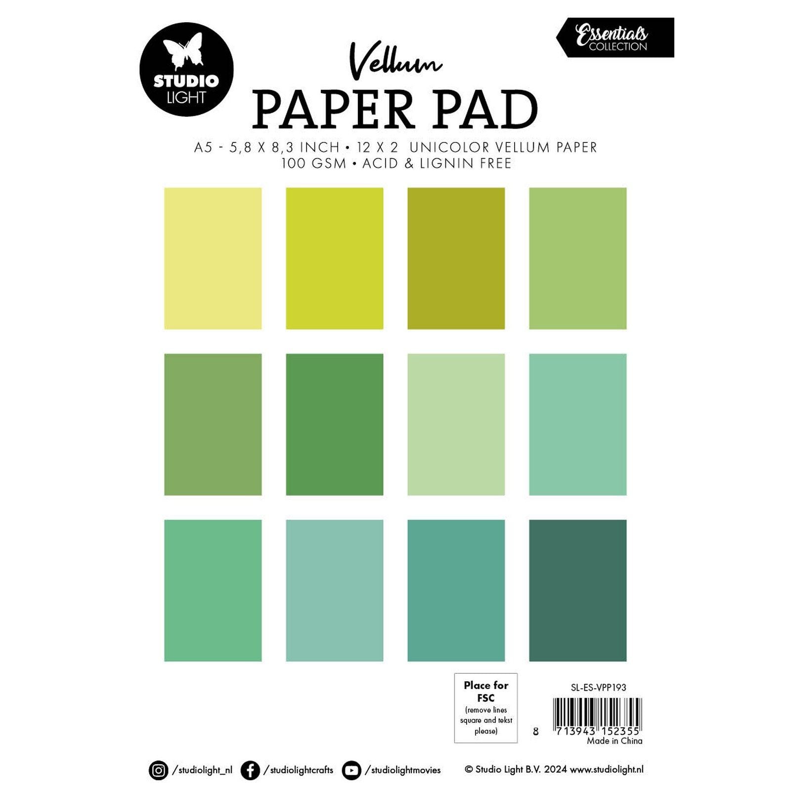 Studioleuchte • Essentials Pergamentpapierblock, einfarbiges Papier