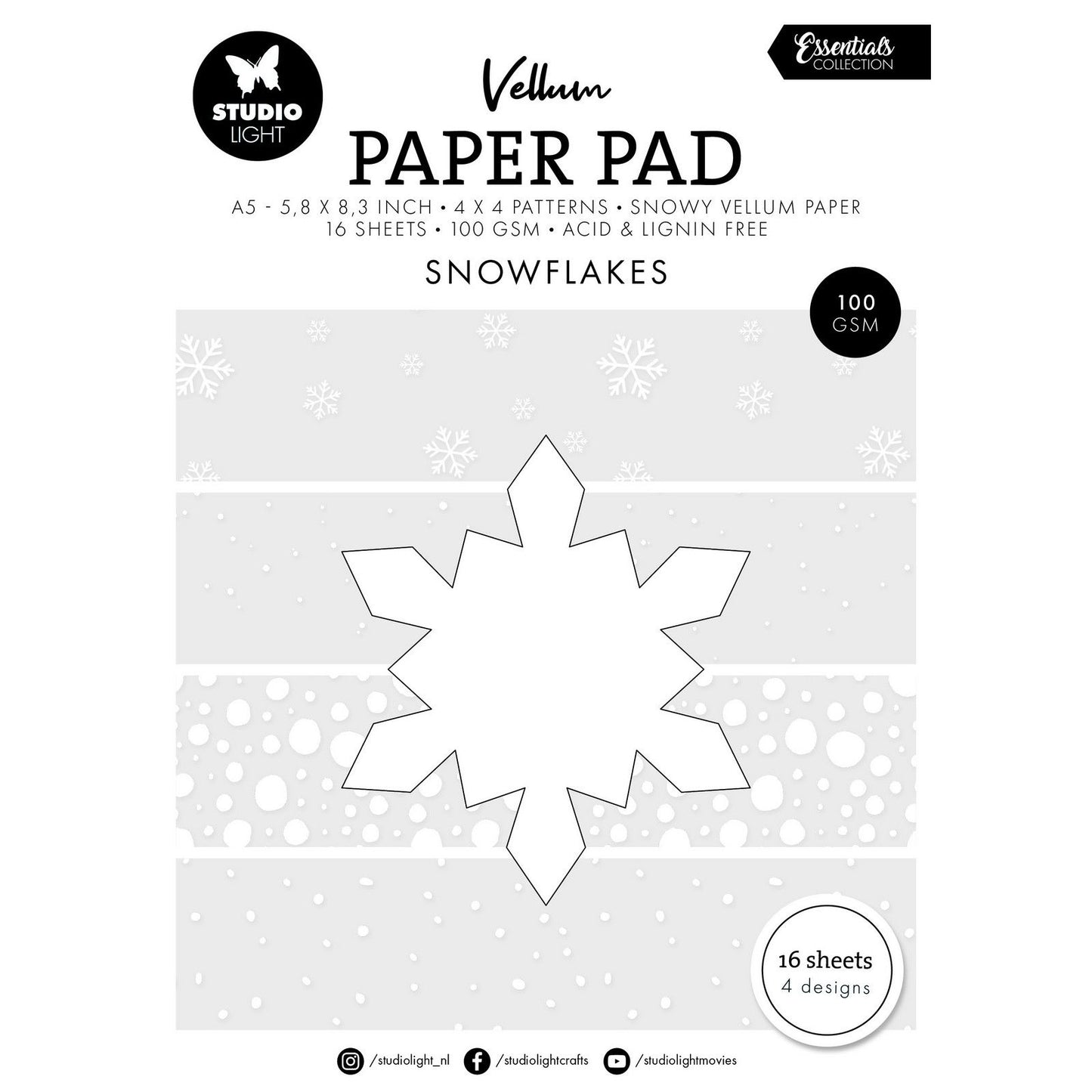 Studiolicht • Essentials Pergamentpapierblock Schneeflocken