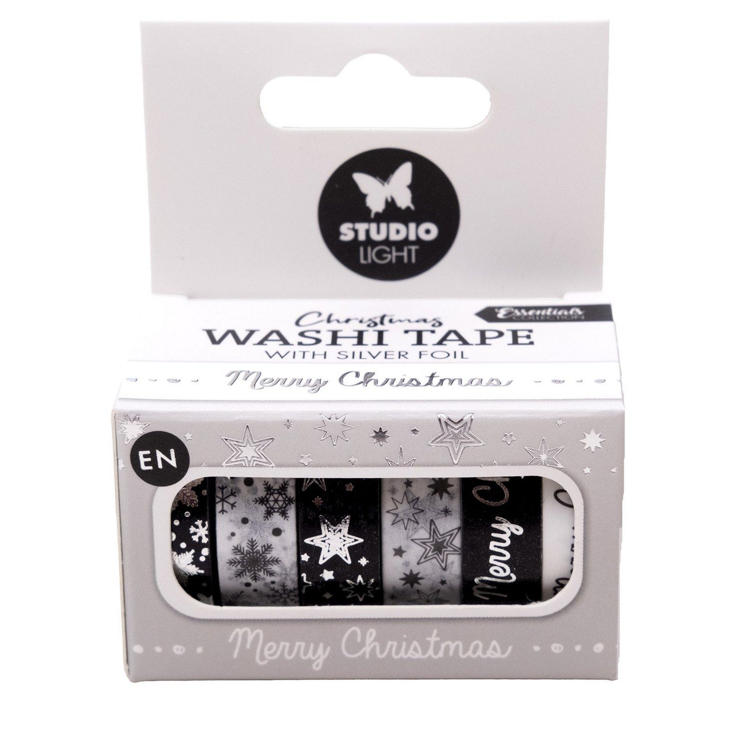 Studioleuchte • Essentials Washi Tape Schwarz Weiß Englisch Silber