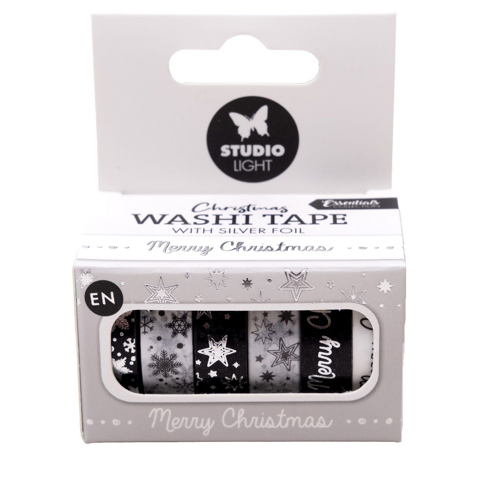 Studioleuchte • Essentials Washi Tape Schwarz Weiß Englisch Silber