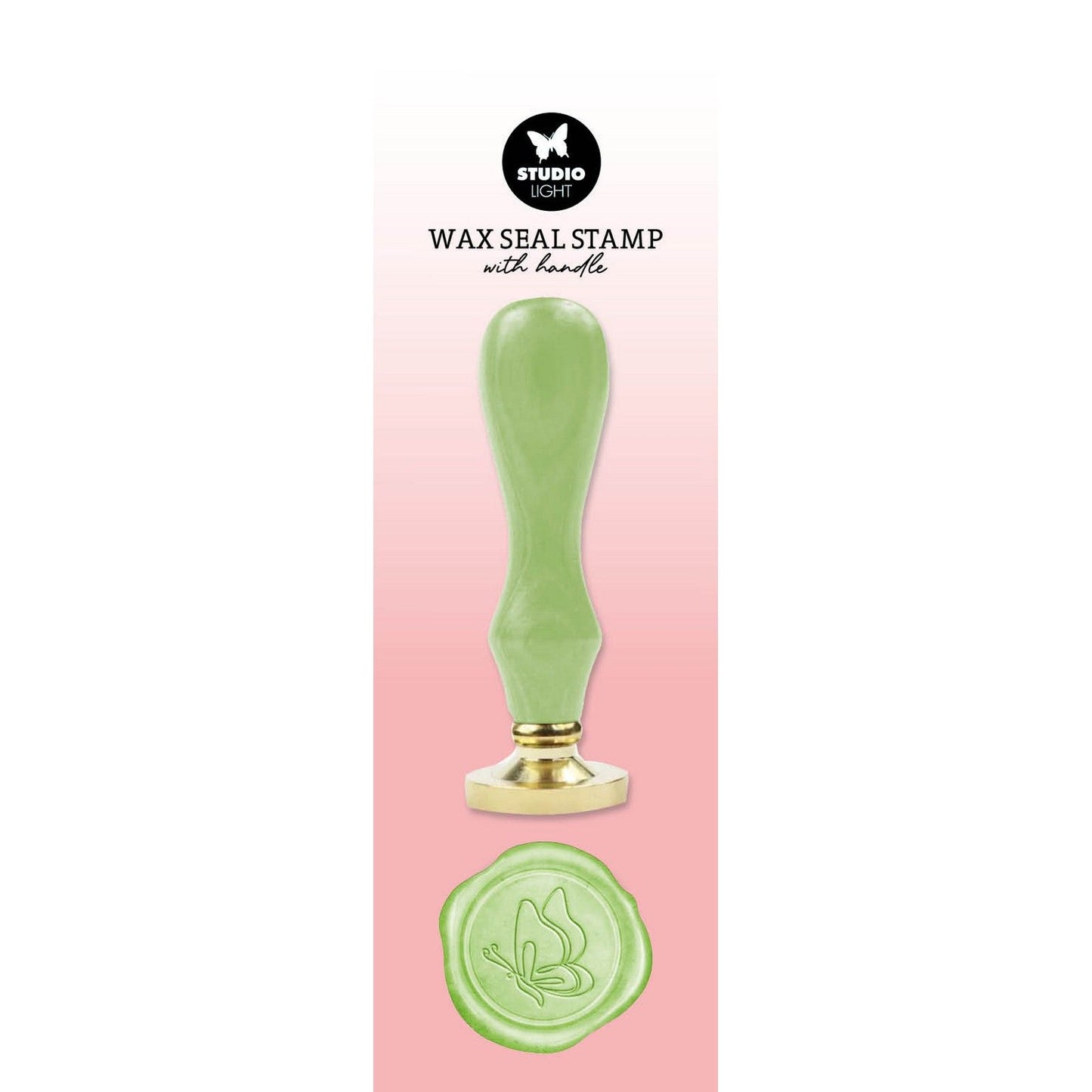 Studio Light • Essentials Tools Wachsstempel mit Griff, grüner Schmetterling