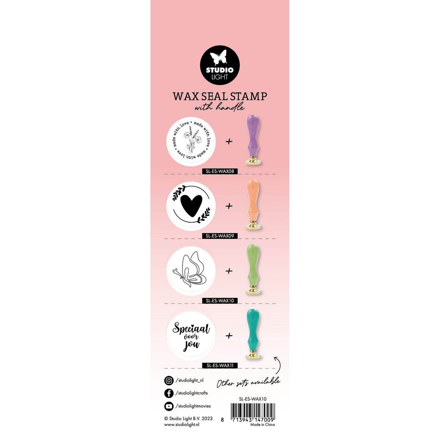 Studio Light • Essentials Tools Wachsstempel mit Griff, grüner Schmetterling