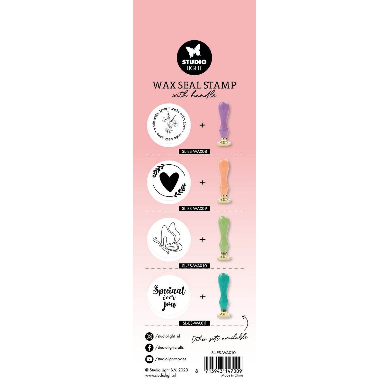 Studio Light • Essentials Tools Wachsstempel mit Griff, grüner Schmetterling