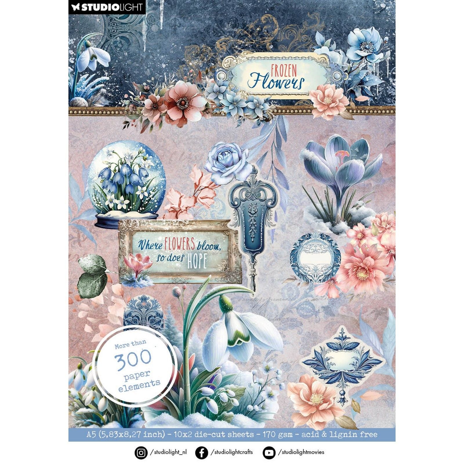 Studiolicht • Gefrorene Blumen, gestanzte Papierblock-Papierelemente