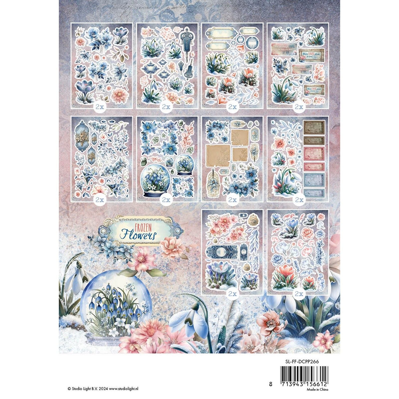 Studiolicht • Gefrorene Blumen, gestanzte Papierblock-Papierelemente