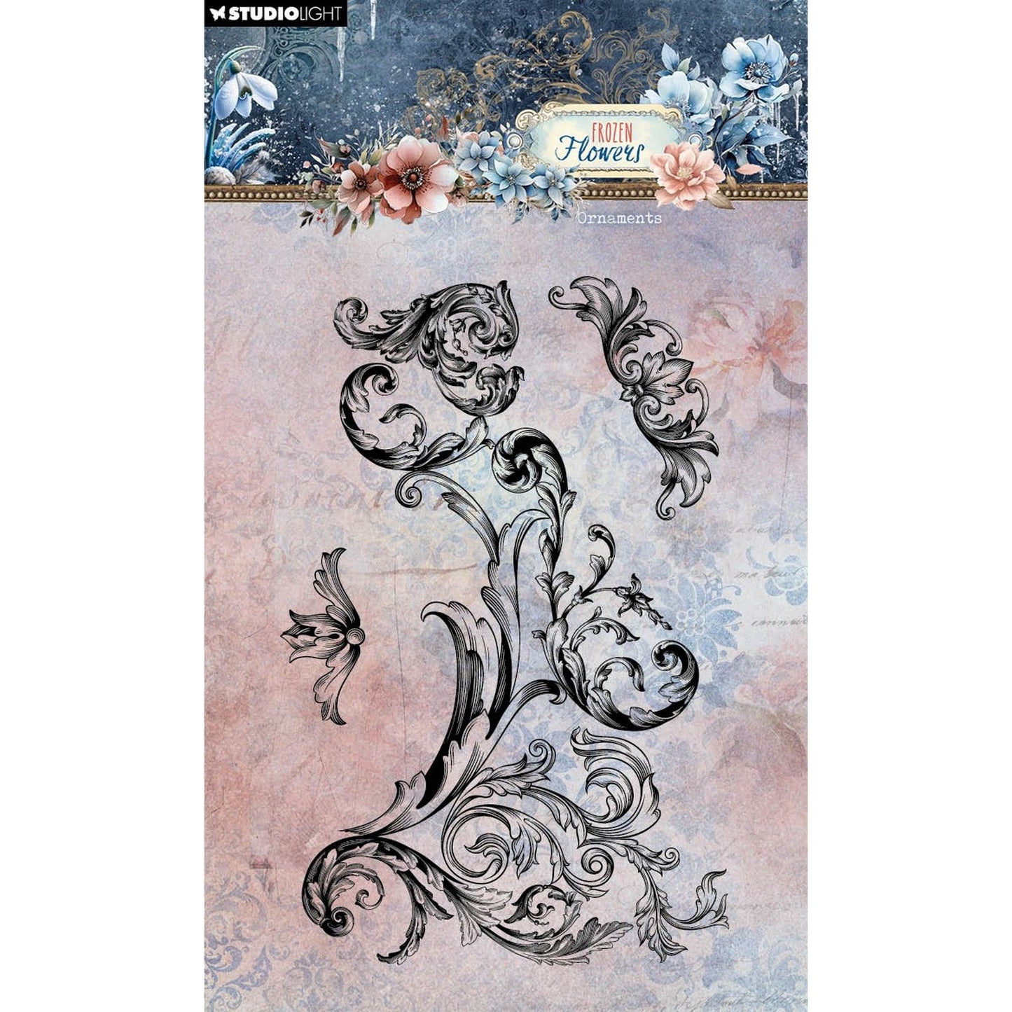 Studiolicht • Gefrorene Blumen, transparente Stempel, Ornamente