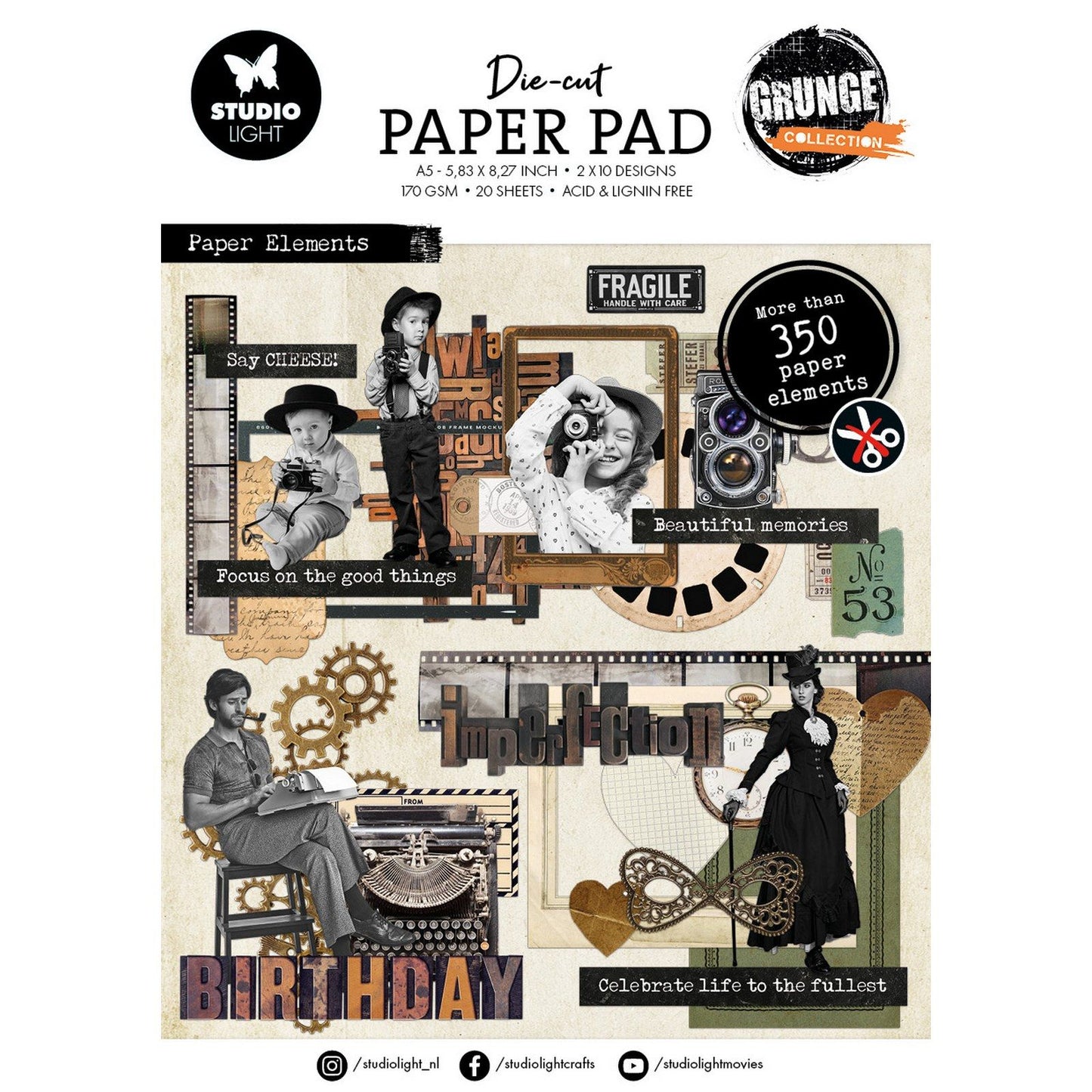 Studiolicht • Grunge-Kollektion Design-Papierblock-Papierelemente