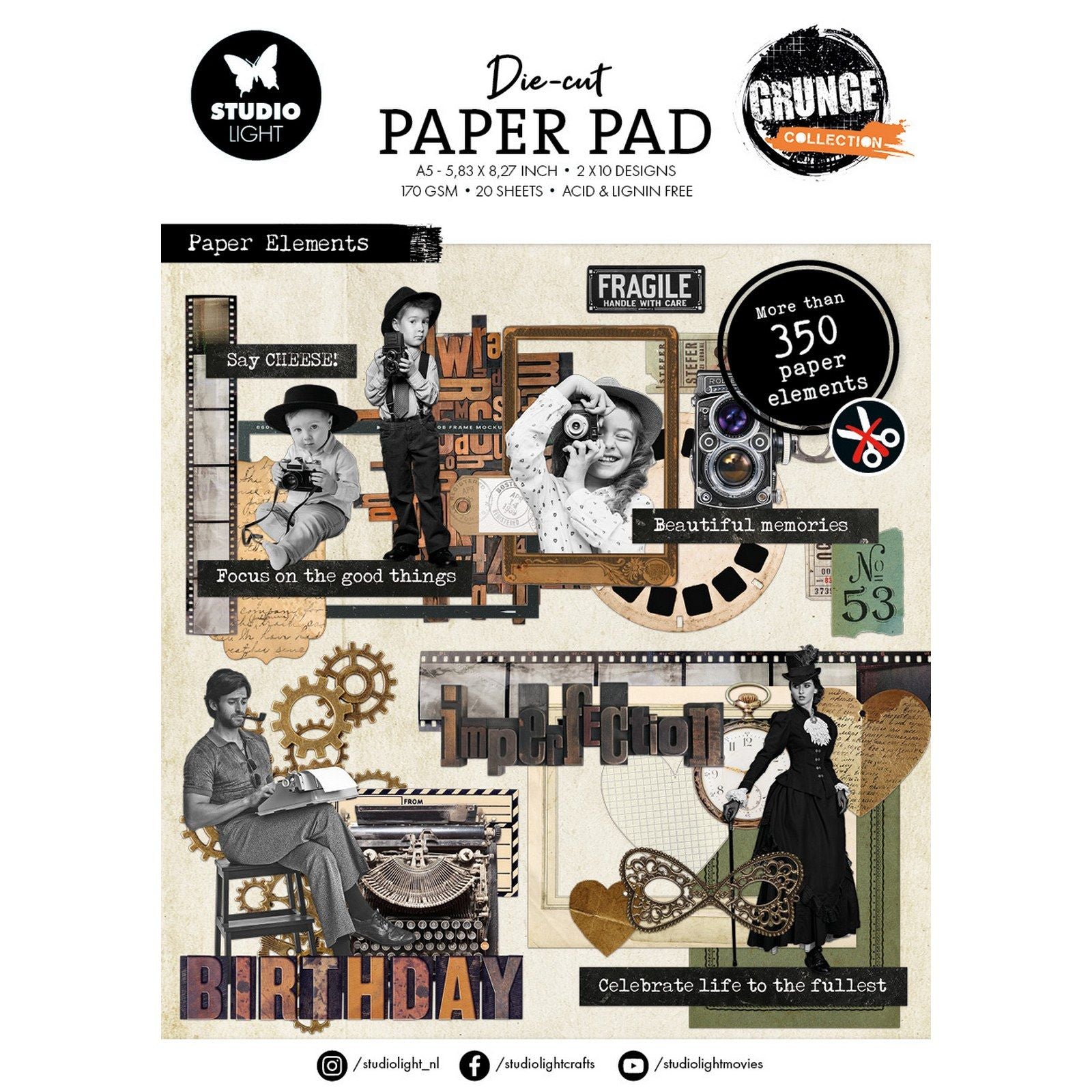 Studiolicht • Grunge-Kollektion Design-Papierblock-Papierelemente