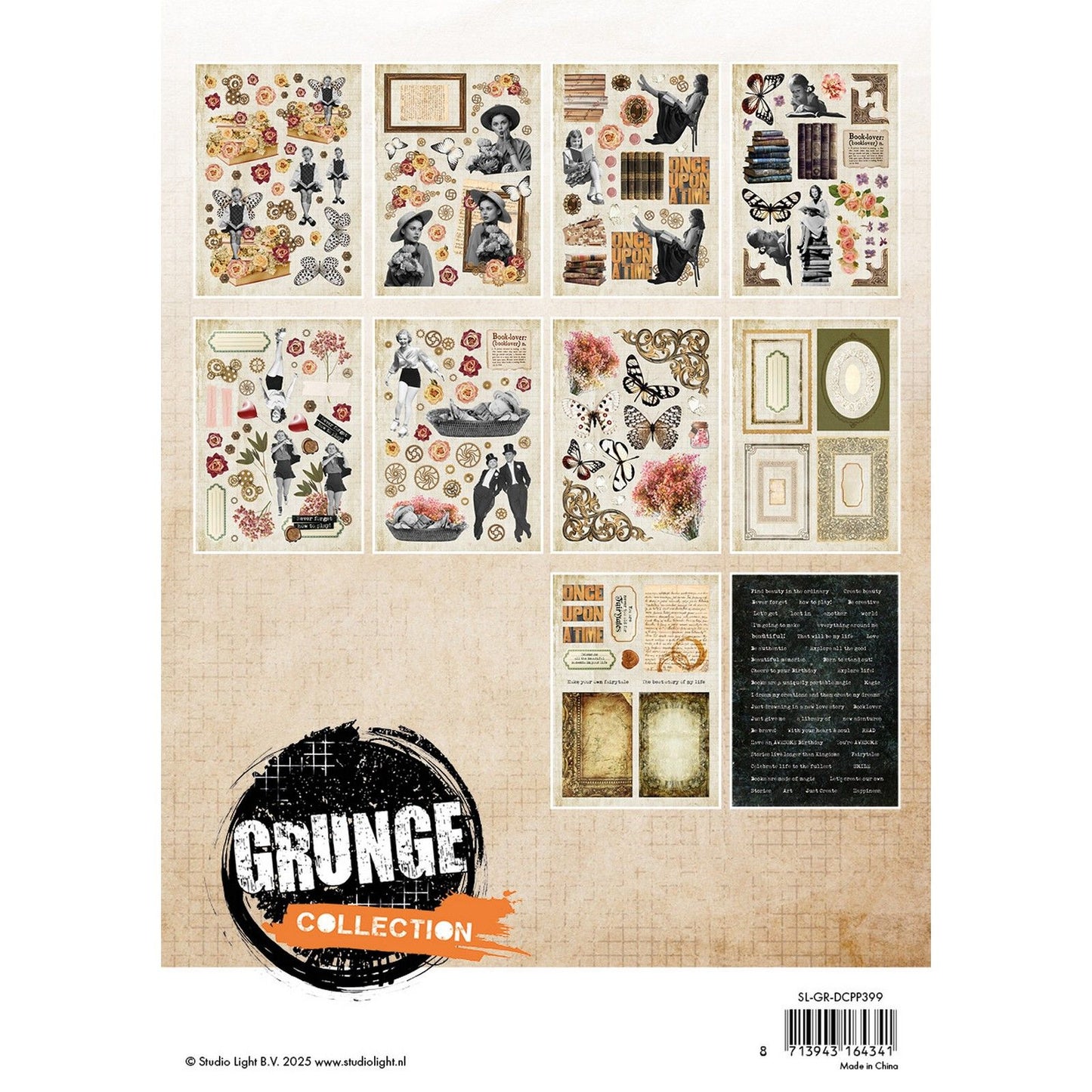 Studiolicht • Grunge-Kollektion, gestanzte Papierblock-Papierelemente