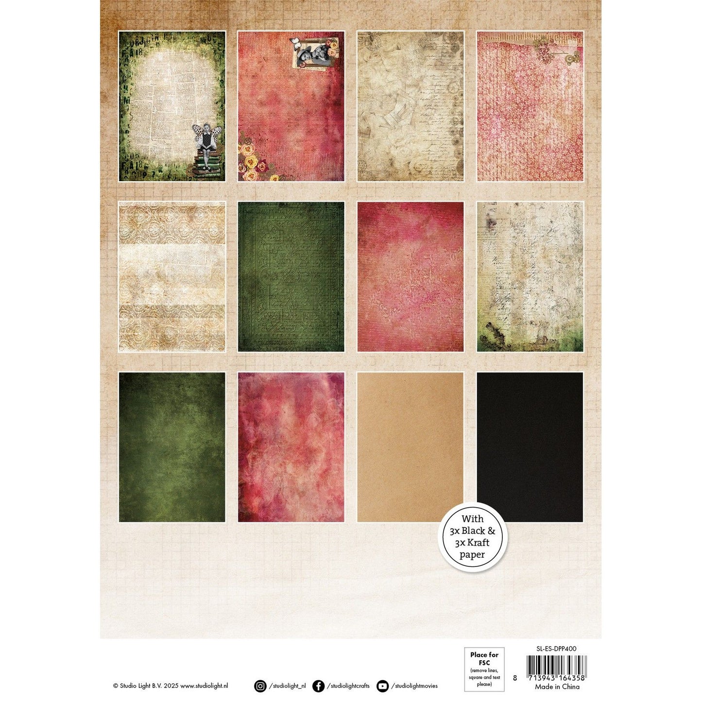 Studiolicht • Grunge-Kollektion, Designer-Papierblock-Hintergrundpapiere