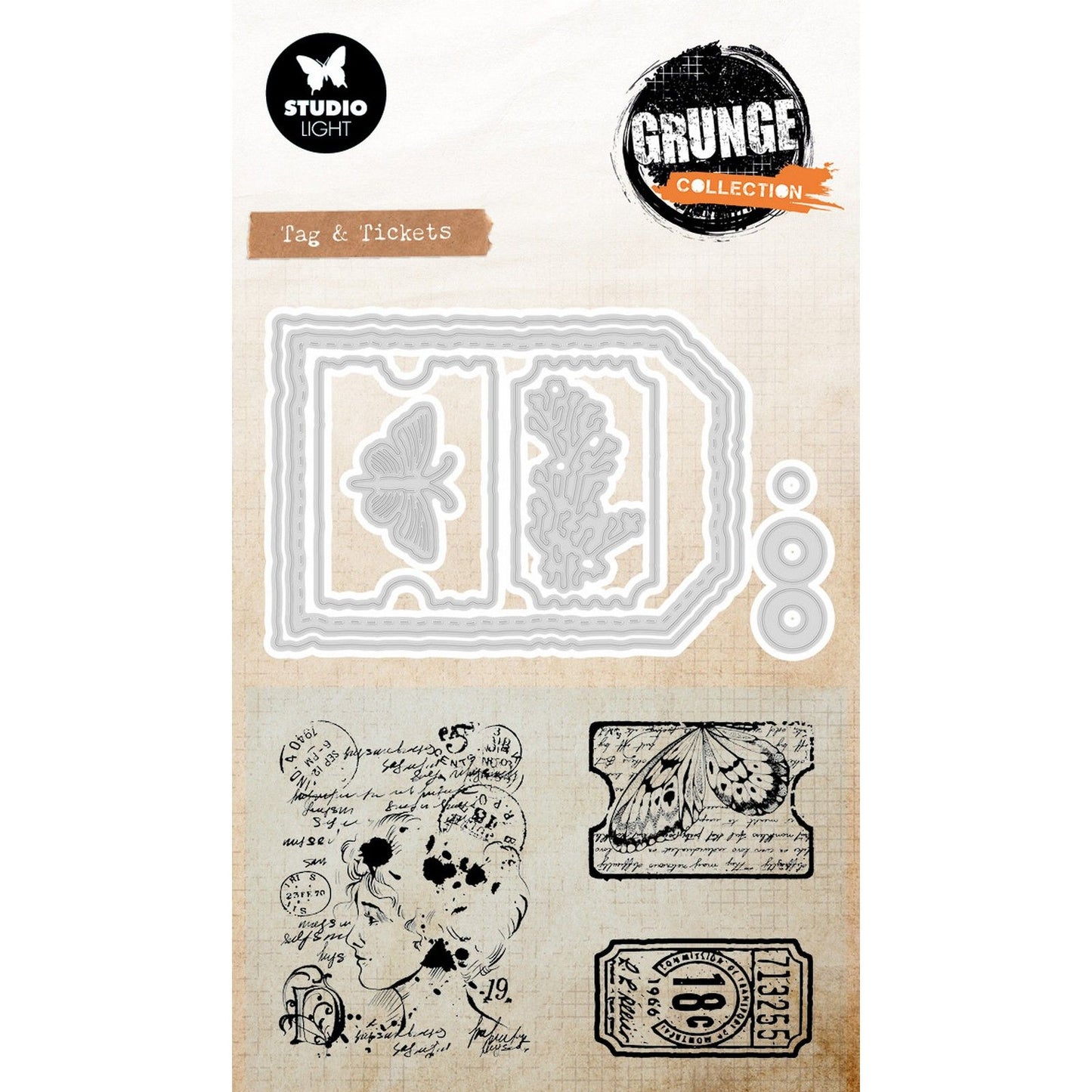 Studiolicht • Grunge-Sammlung Stempel-Stanzformen, Tag-Tickets