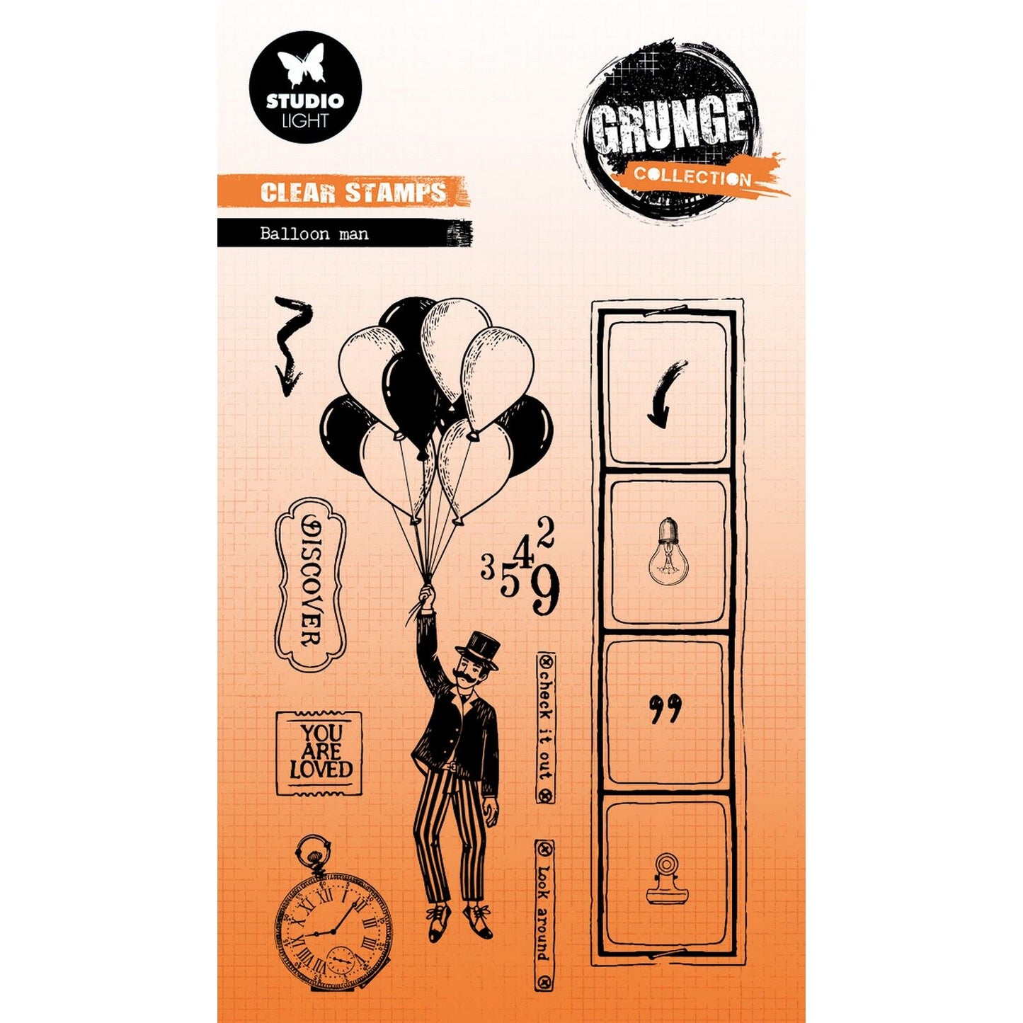 Studiolicht • Grunge-Kollektion, transparenter Stempel, Ballonmann