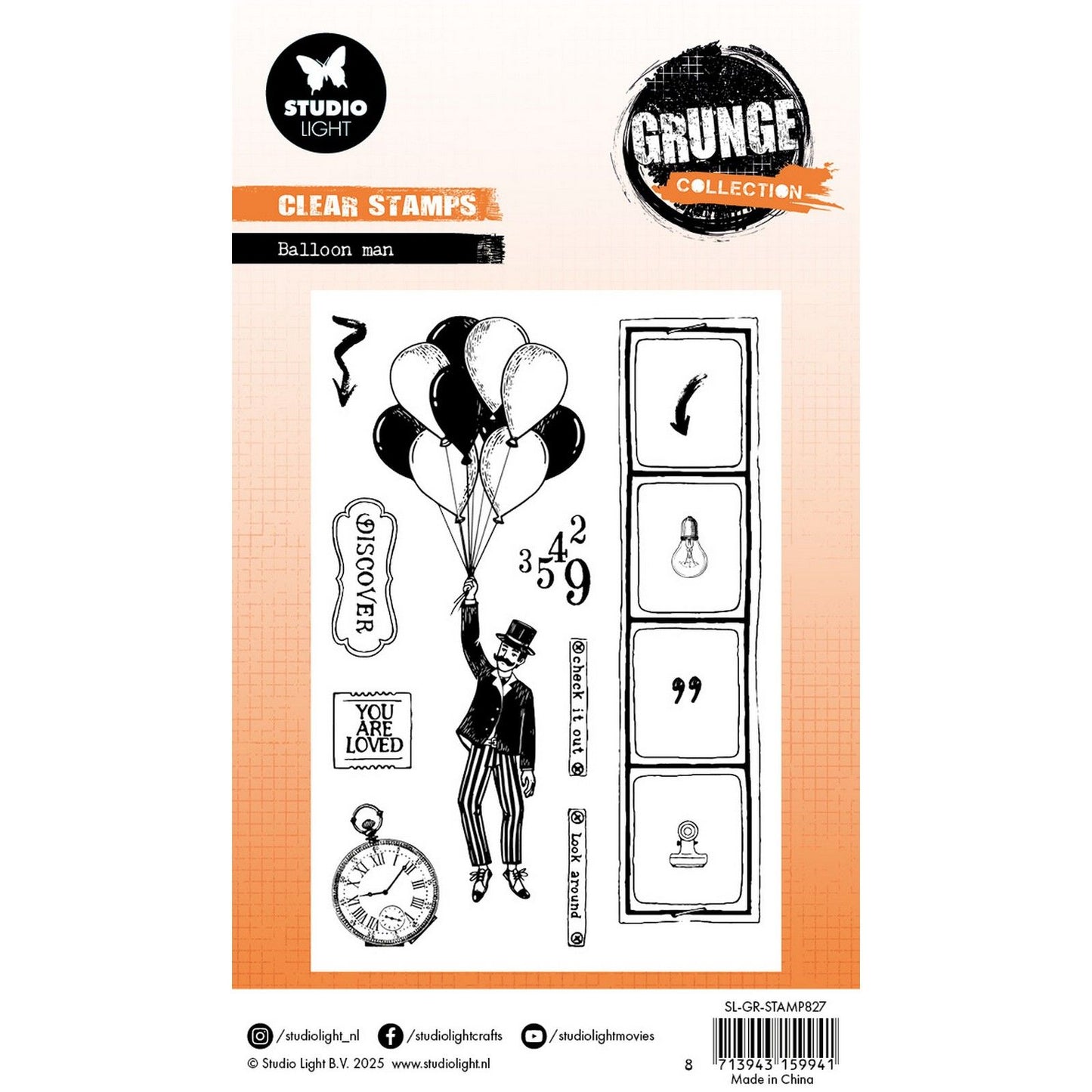 Studiolicht • Grunge-Kollektion, transparenter Stempel, Ballonmann