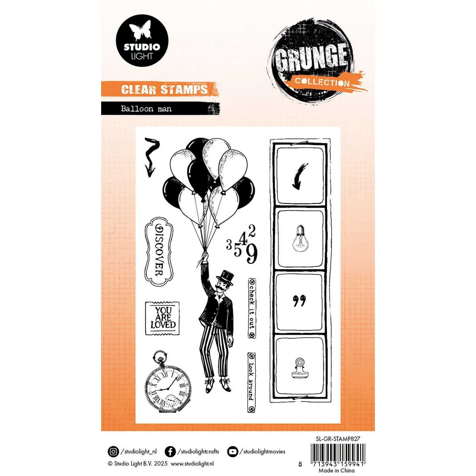 Studiolicht • Grunge-Kollektion, transparenter Stempel, Ballonmann