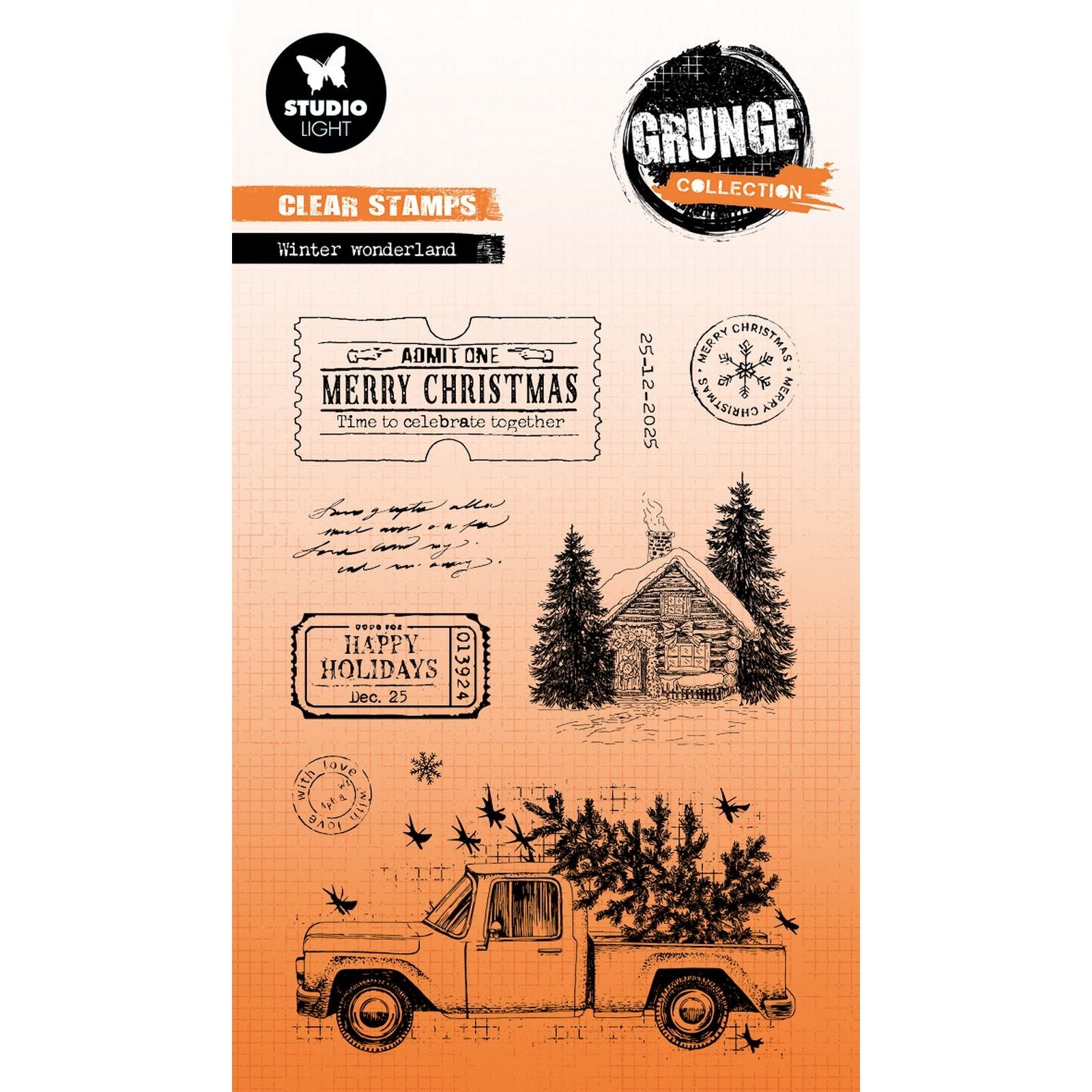 Studiolicht • Grunge-Kollektion, klares Stempel-Winterwunderland
