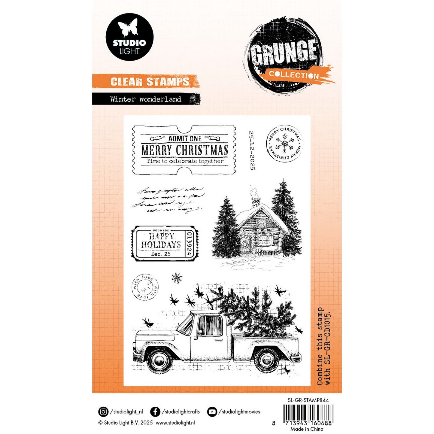 Studiolicht • Grunge-Kollektion, klares Stempel-Winterwunderland