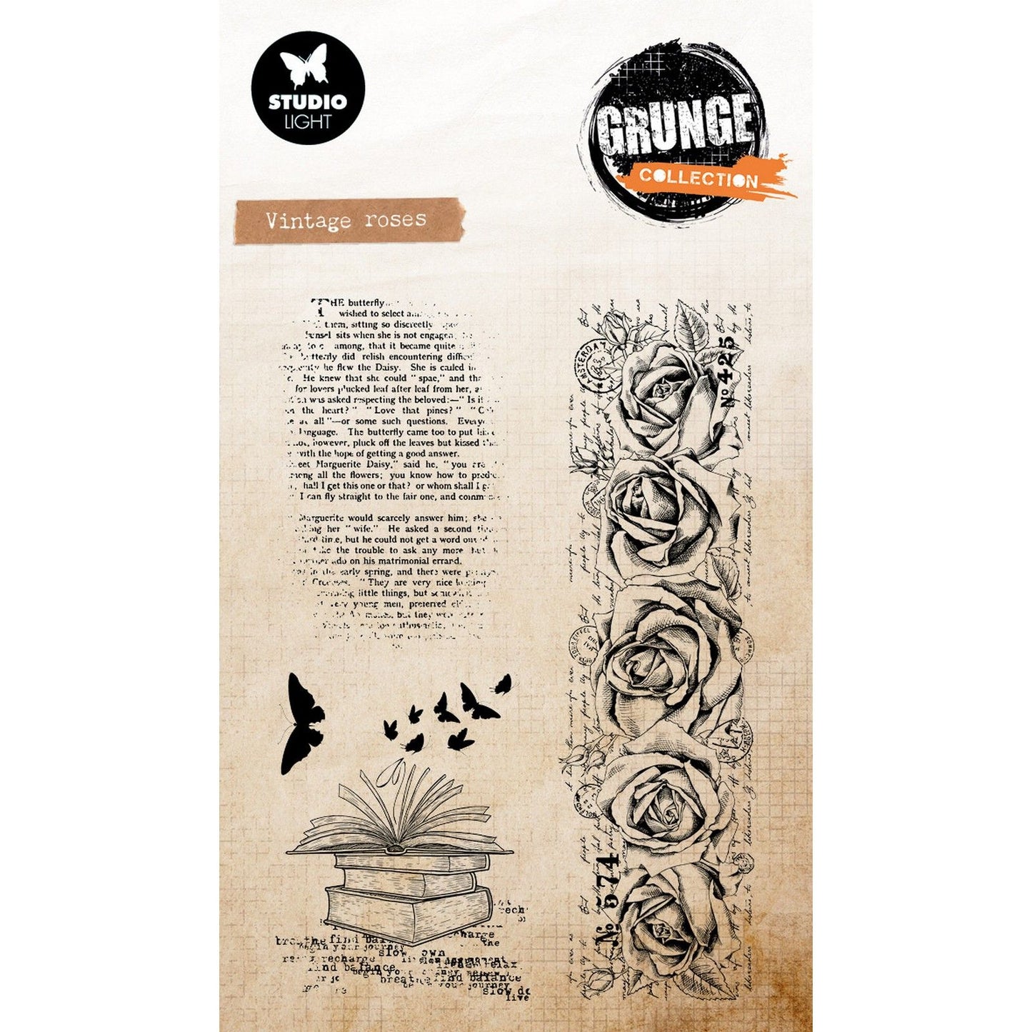 Studiolicht • Grunge-Kollektion, klarer Stempel, Vintage-Rosen