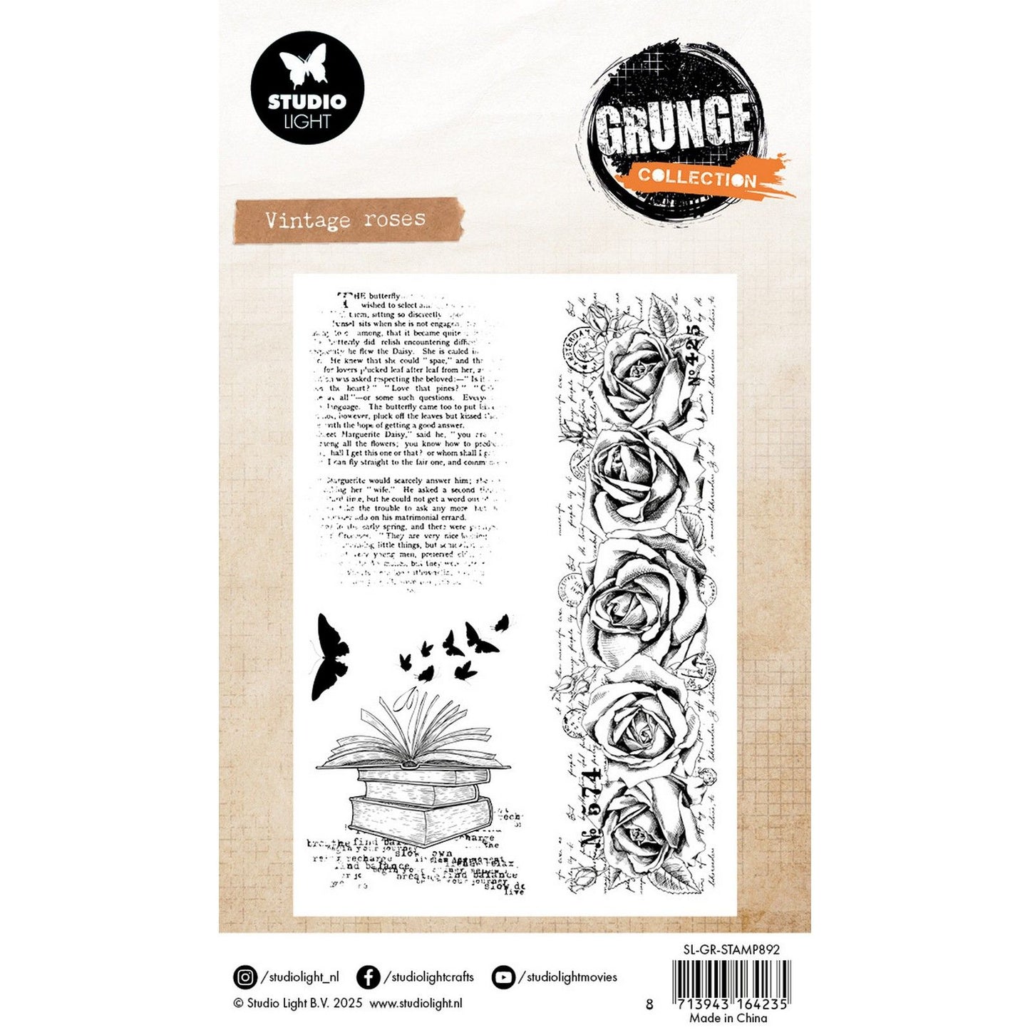 Studiolicht • Grunge-Kollektion, klarer Stempel, Vintage-Rosen