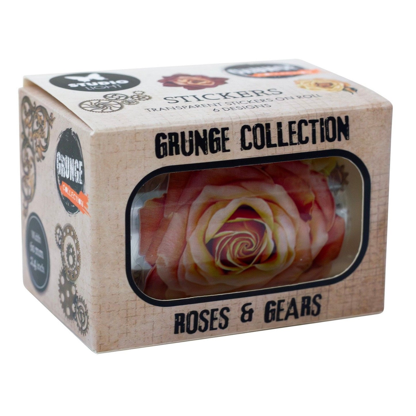 Studiolicht • Grunge-Kollektion, klare Aufkleber, Vintage-Rosen