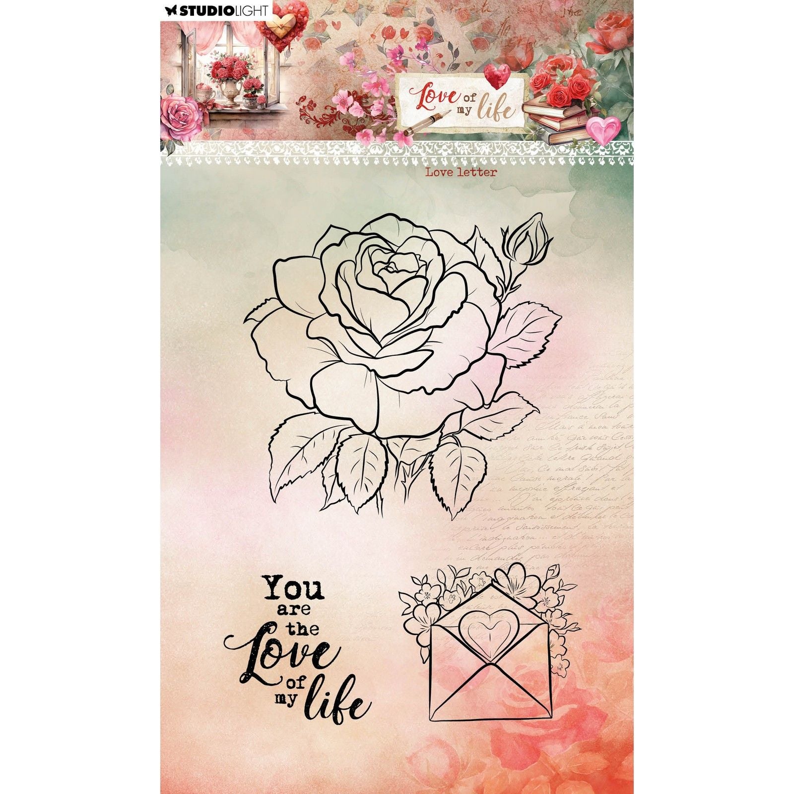 Studiolicht • Liebe meines Lebens, transparente Stempel, Liebesbrief