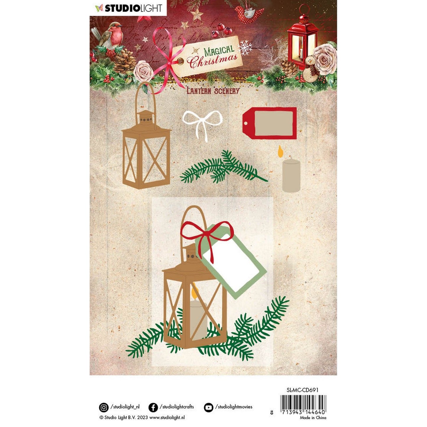 Studiolicht • Magische Weihnachts-Schneidevorlage, Laternenlandschaft