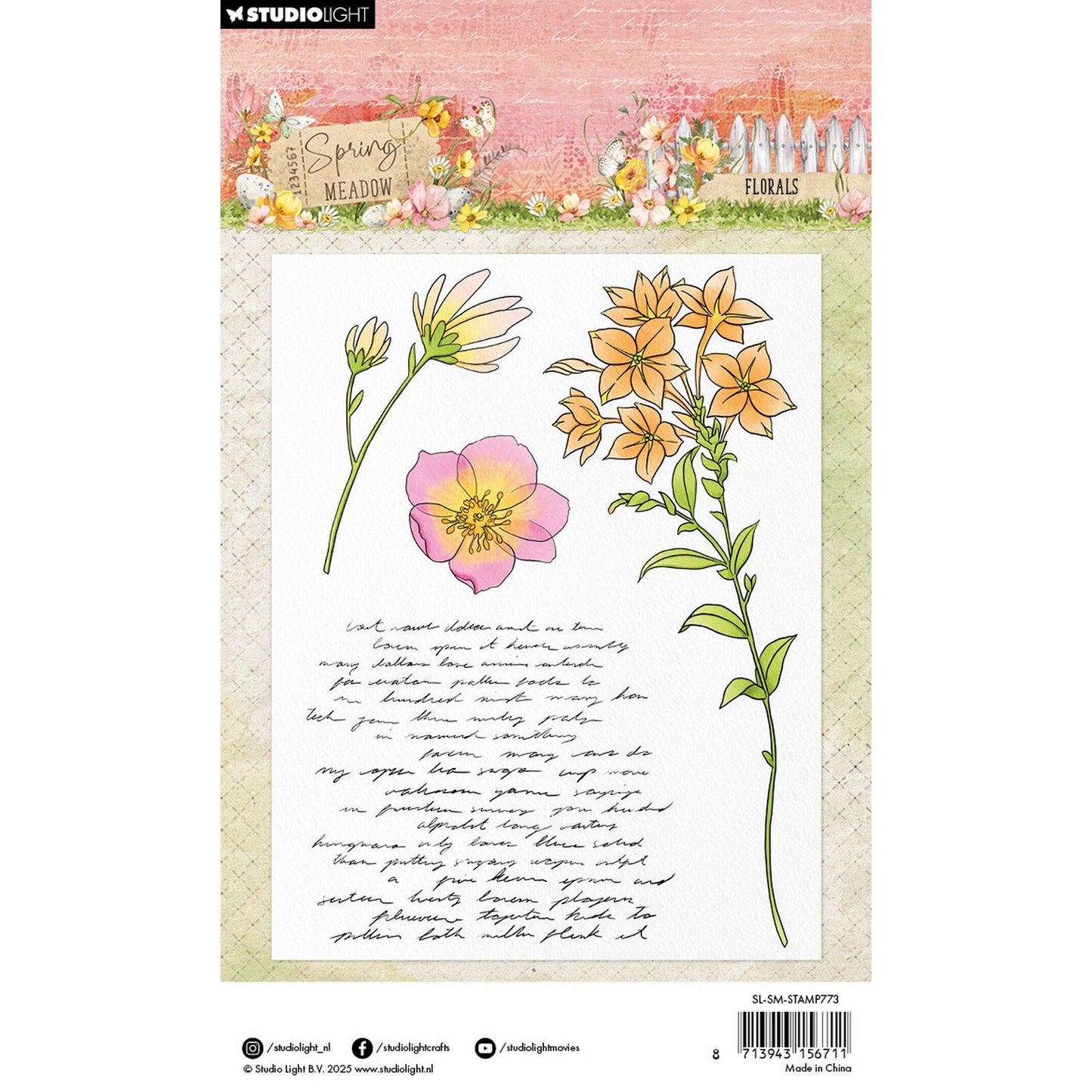 Studiolicht • Frühlingswiese, transparenter Stempel, Blumenmuster