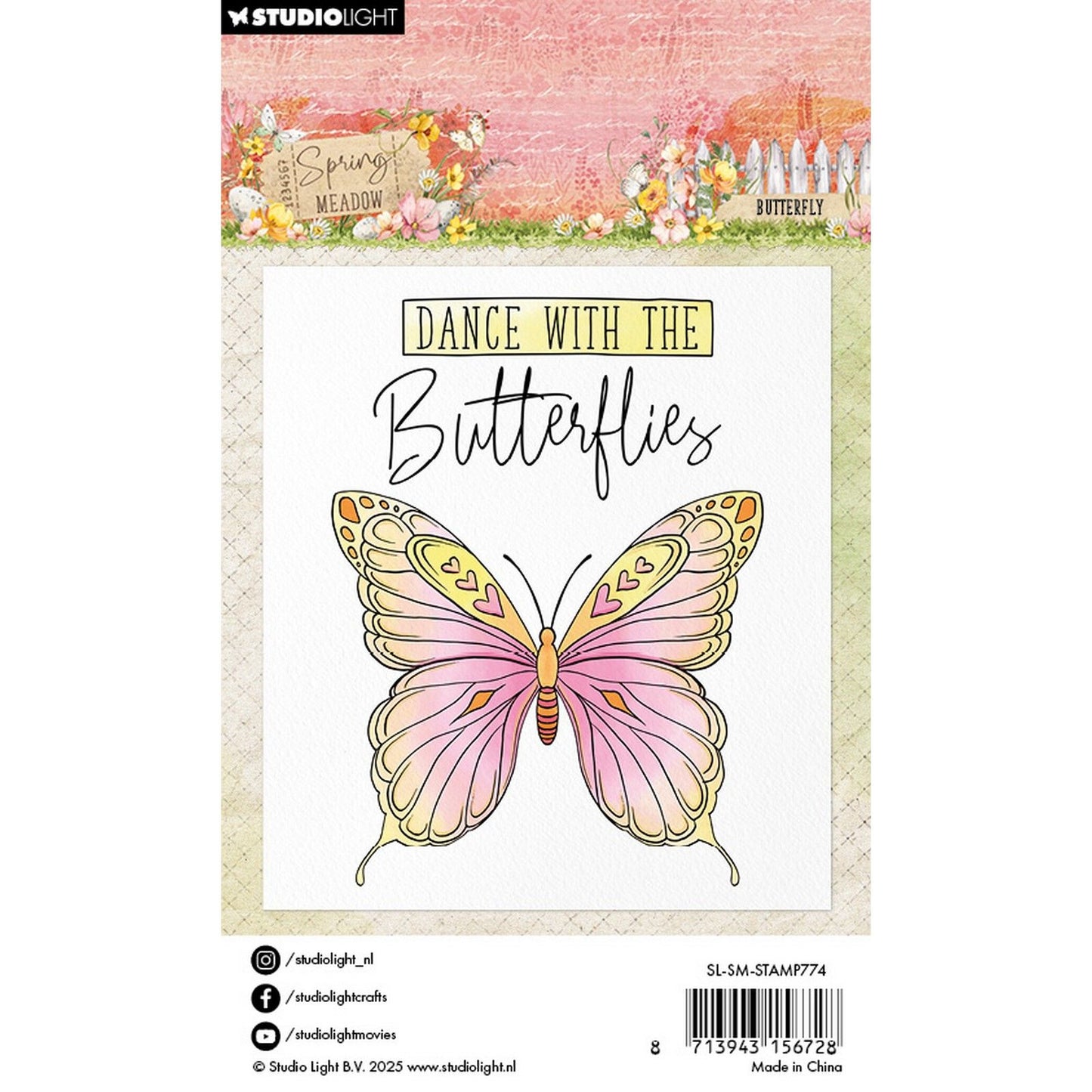 Studiolicht • Frühlingswiese, klarer Stempel, Schmetterling