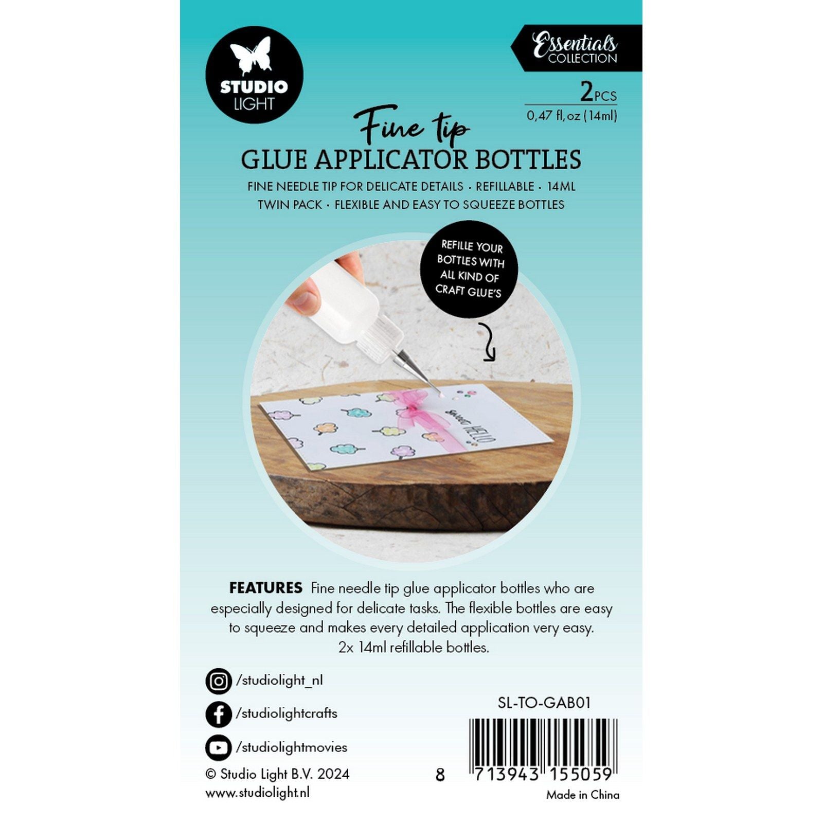 Studiolicht • Essentials-Kleberauftragsflaschen mit ultrafeiner Spitze, 14 ml
