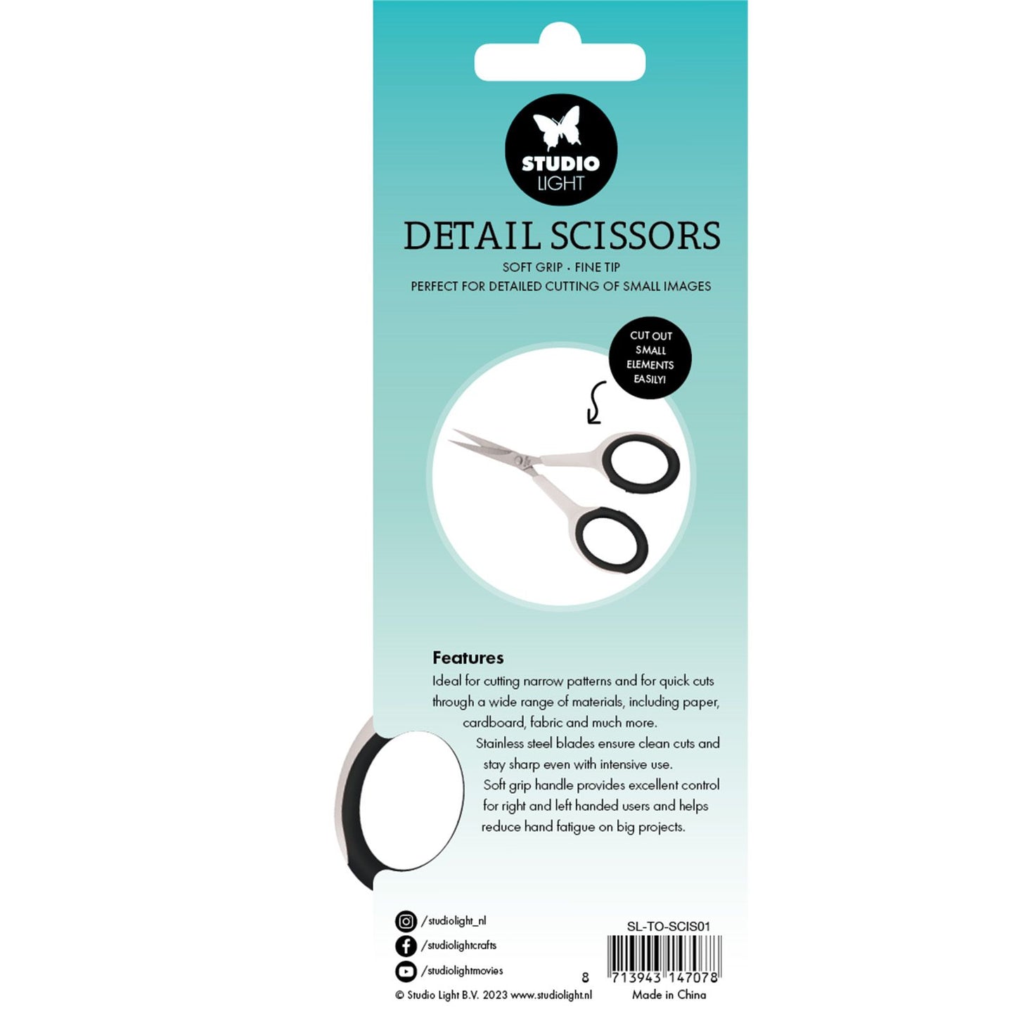 Studioleuchte • Essentials-Detailschere, weicher Griff, feine Spitze