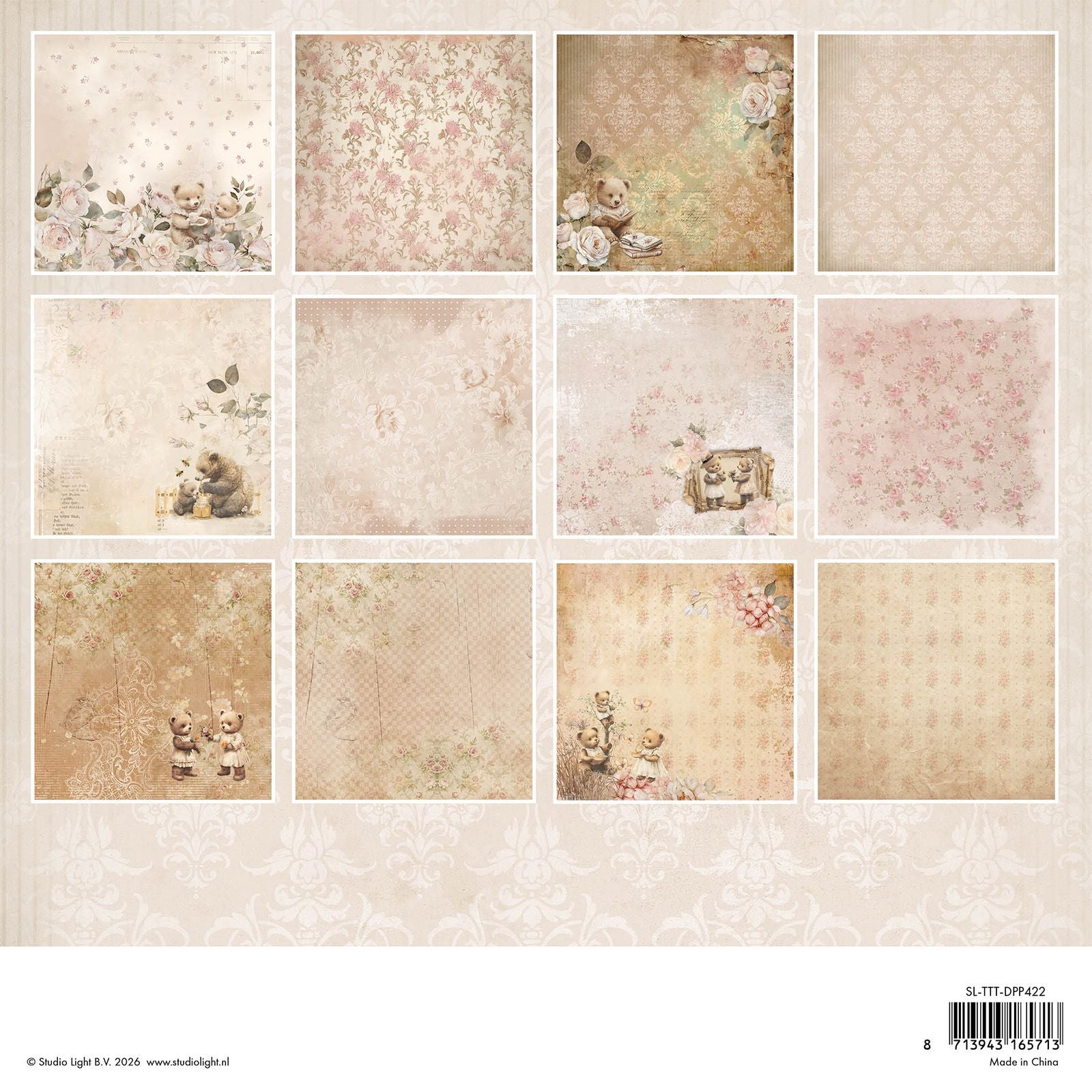 Studiolicht • Teddy's Tea Time Design-Papierblock mit 12 Mustern